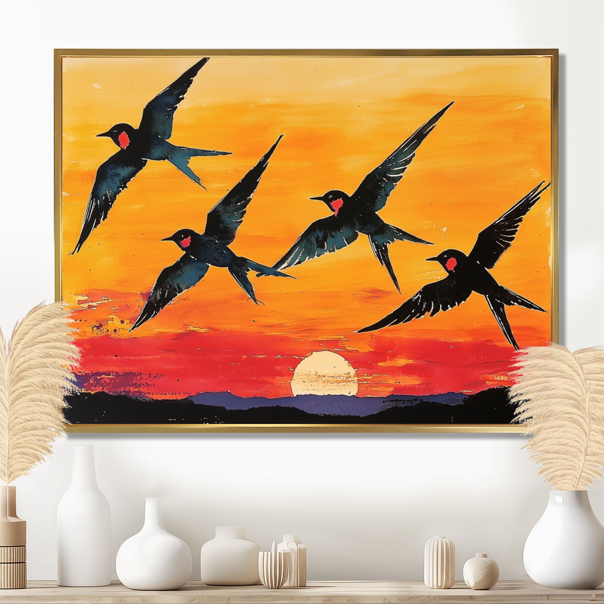 Swallows At Sunset - Bird Wall Decor