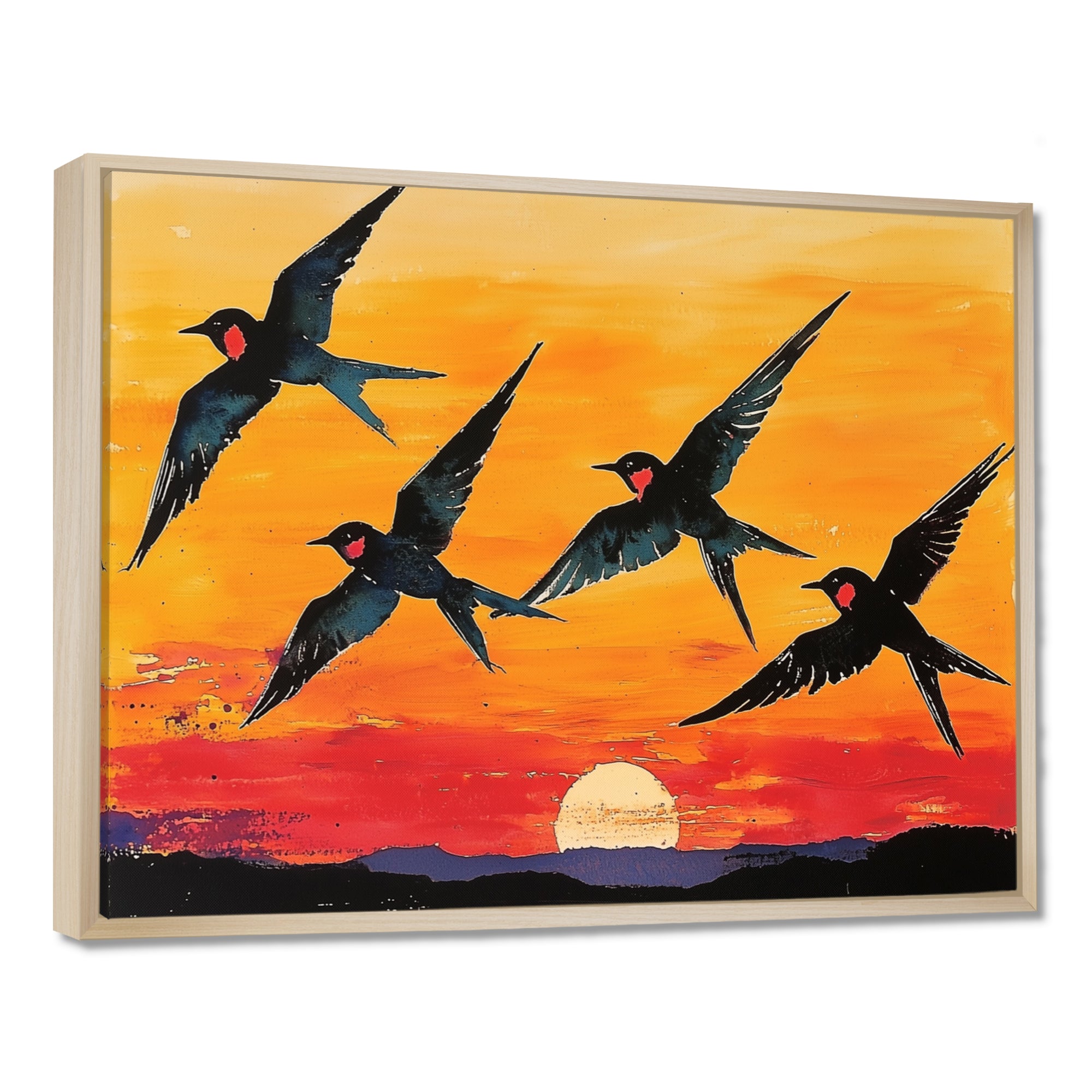 Swallows At Sunset - Bird Wall Decor
