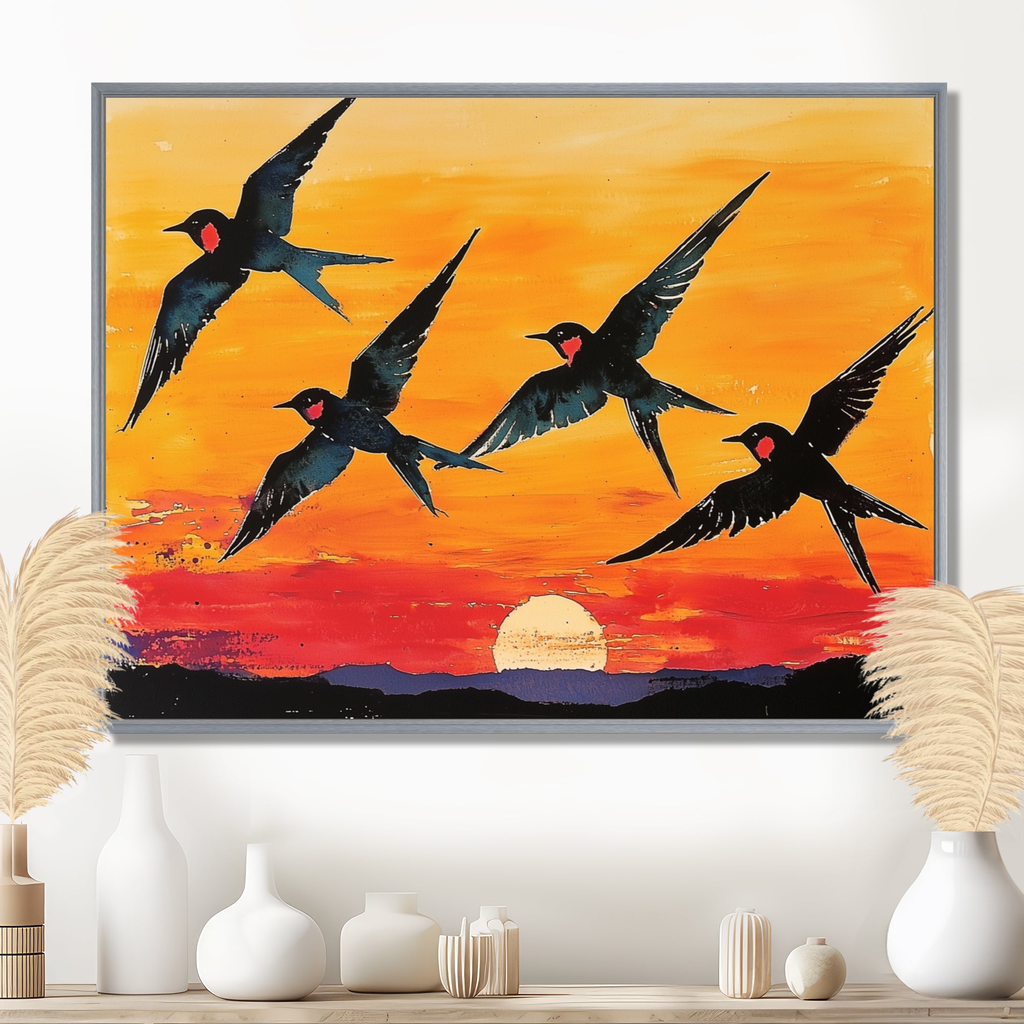 Swallows At Sunset - Bird Wall Decor