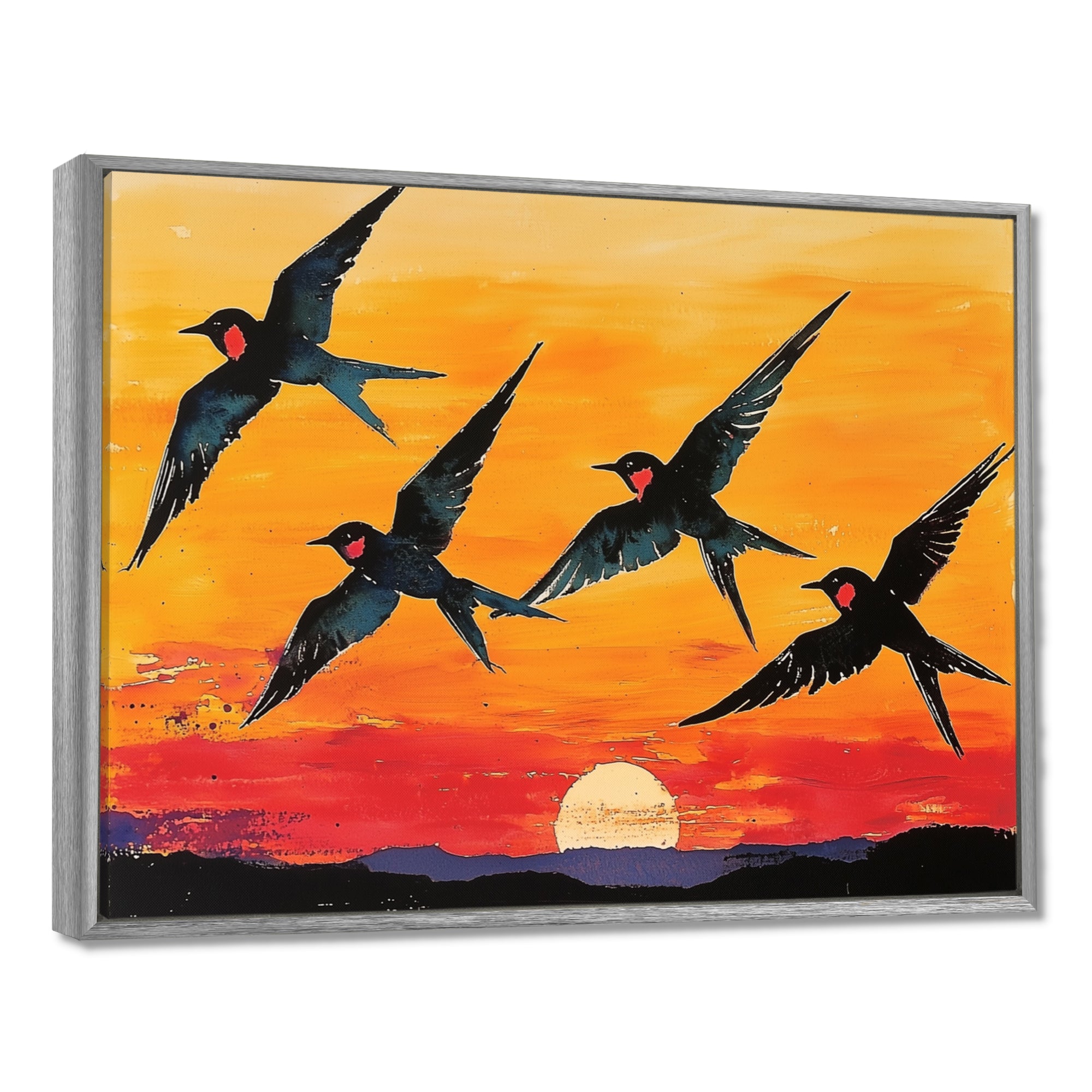 Swallows At Sunset - Bird Wall Decor