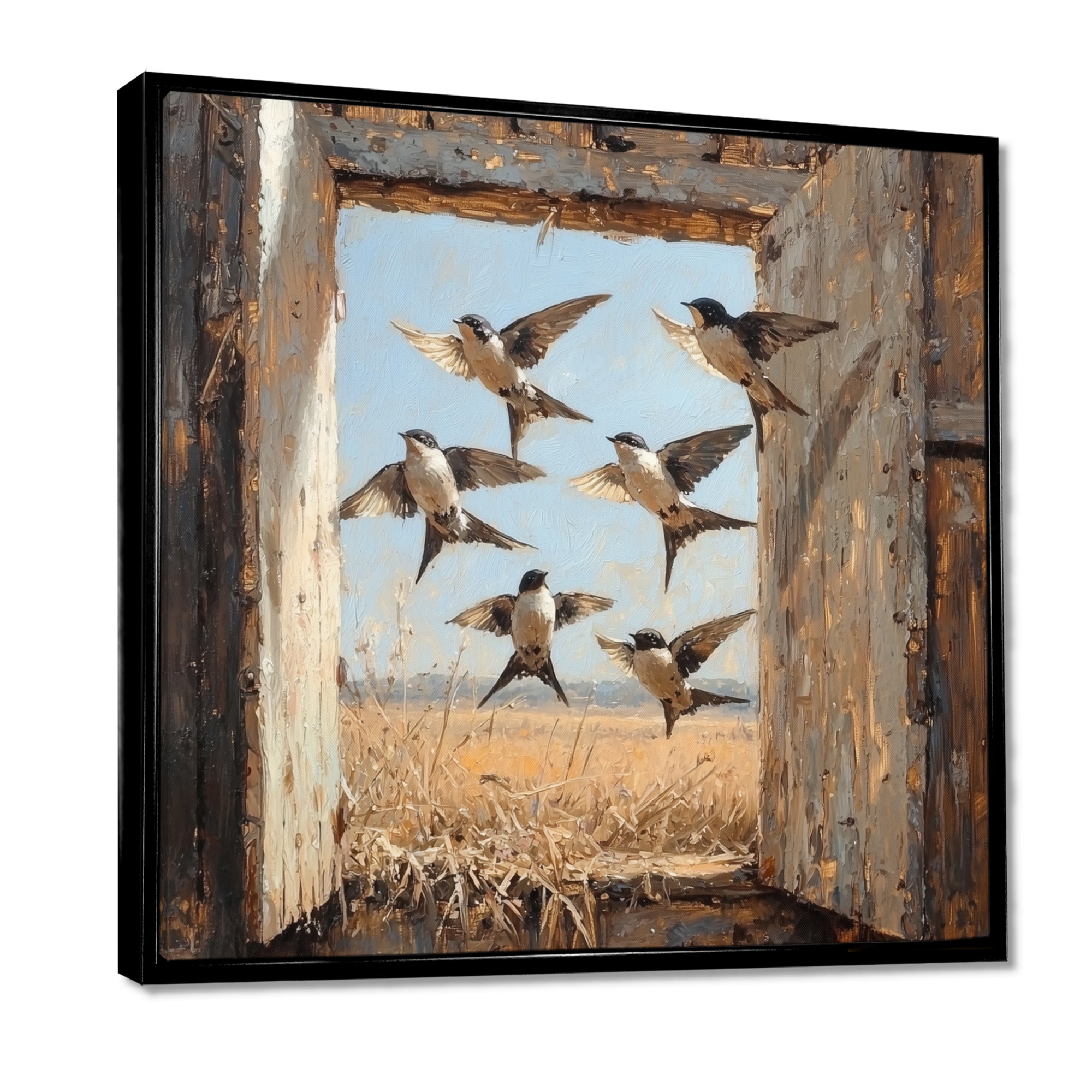 Abstract Bird Swallows In The Hayloft - Bird Wall Art Prints