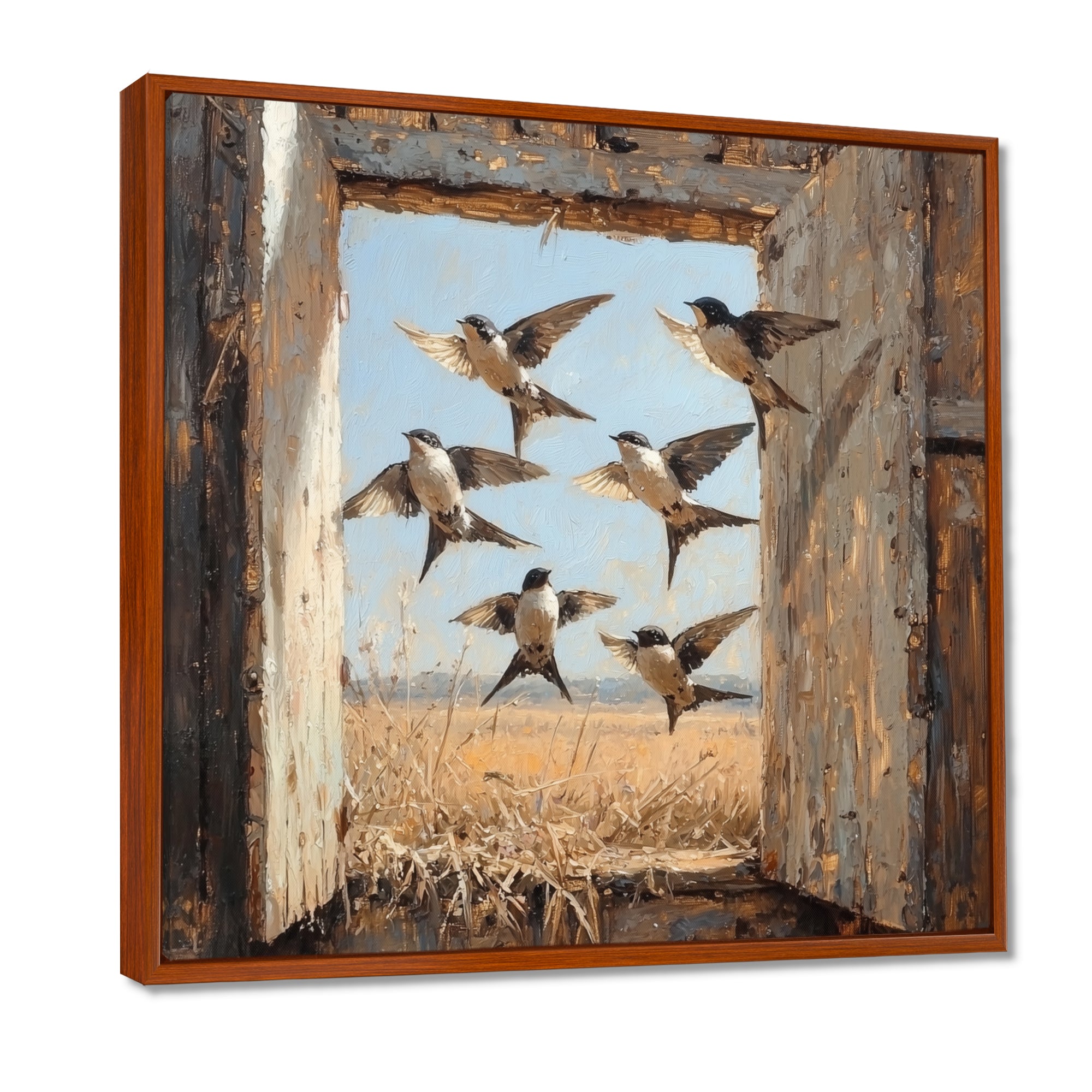 Abstract Bird Swallows In The Hayloft - Bird Wall Art Prints