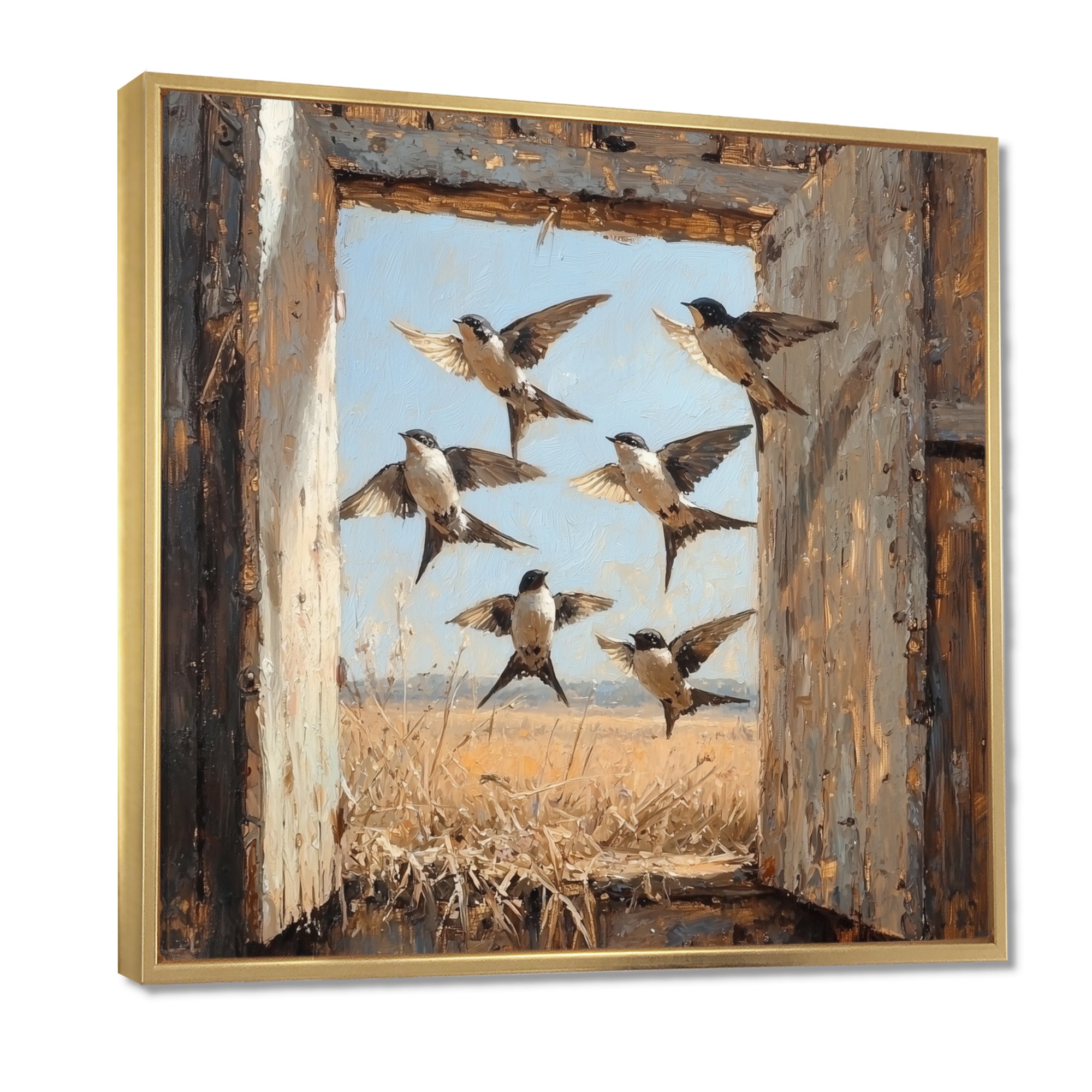Abstract Bird Swallows In The Hayloft - Bird Wall Art Prints