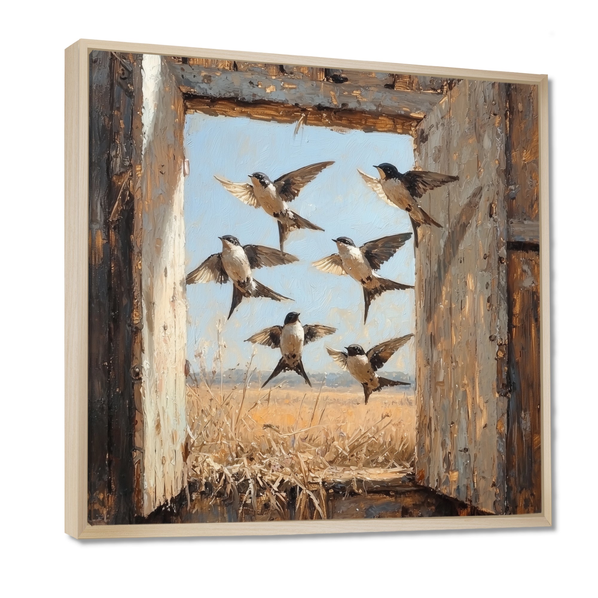 Abstract Bird Swallows In The Hayloft - Bird Wall Art Prints
