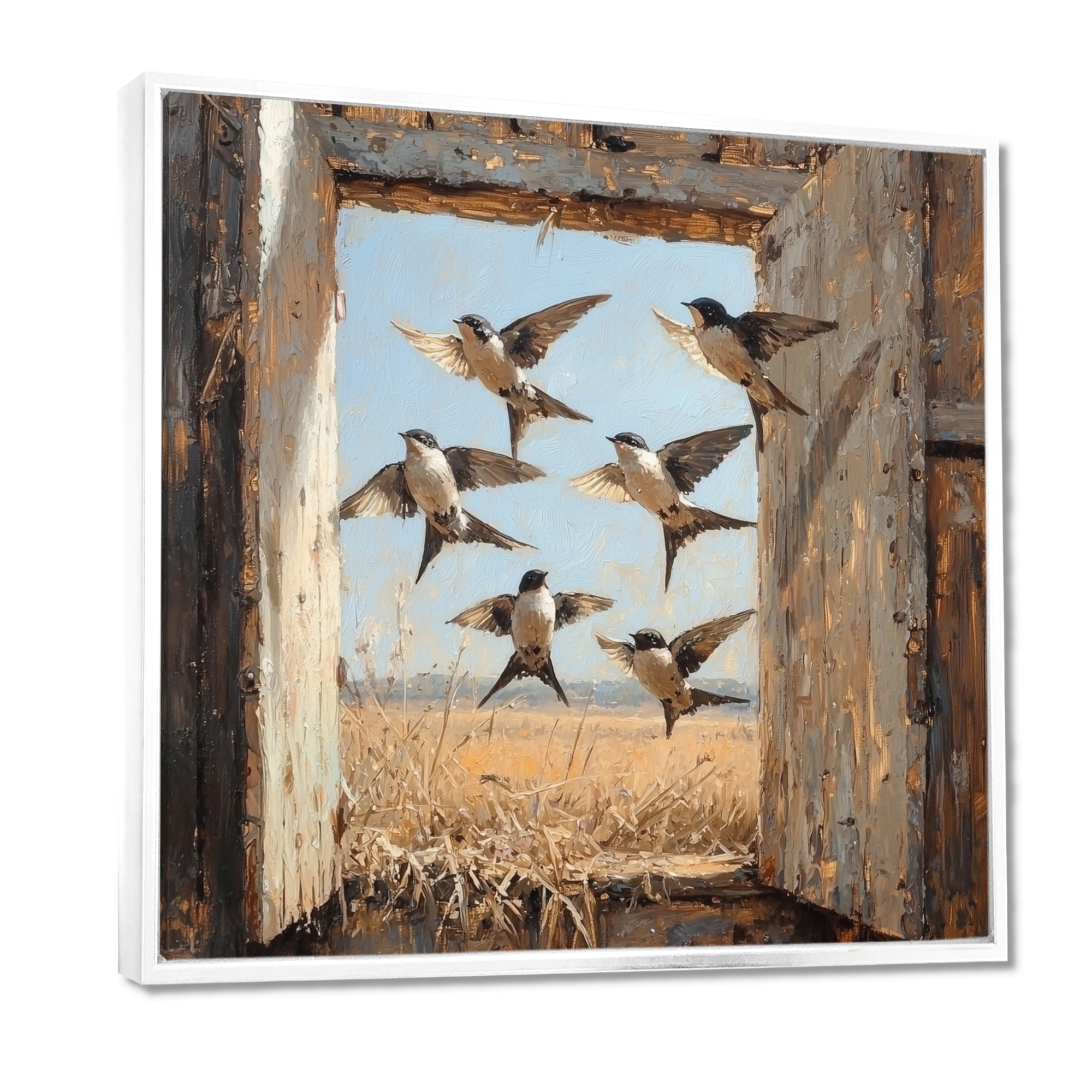 Abstract Bird Swallows In The Hayloft - Bird Wall Art Prints