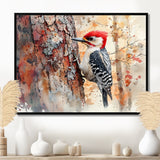 Woodpecker In The Forest - Bird Living Room Wall Art