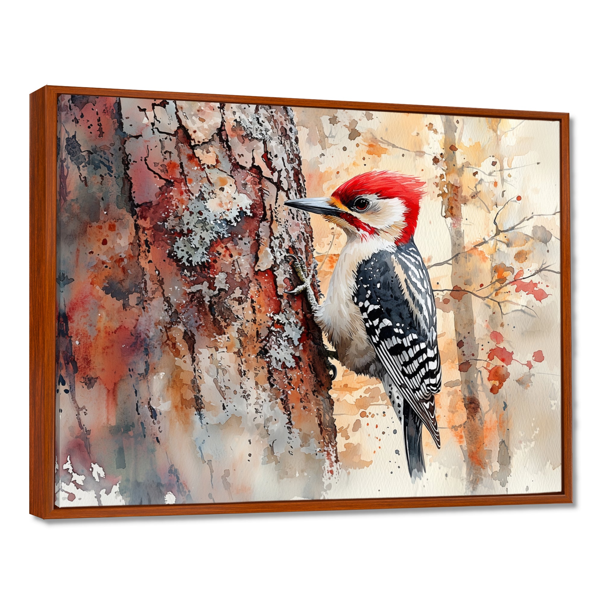 Woodpecker In The Forest - Bird Living Room Wall Art