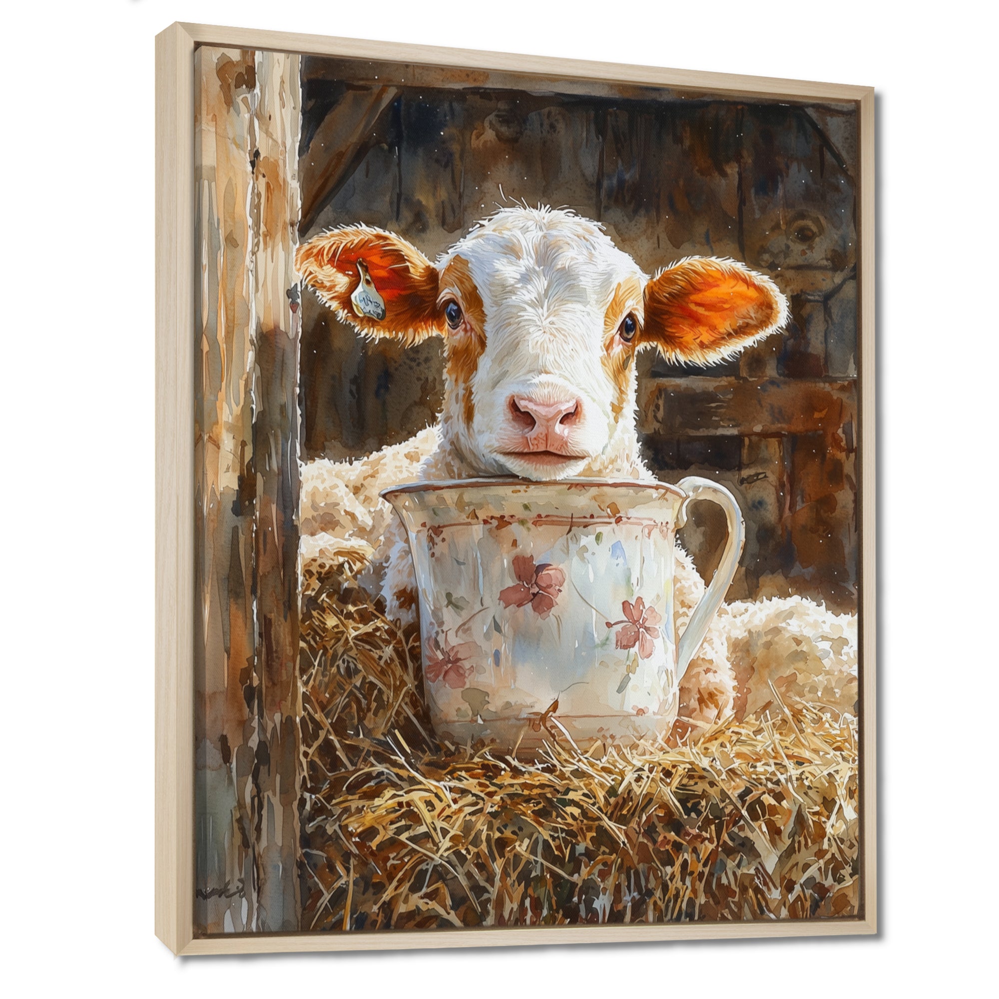 Cow Portrait At The Barn - White Cow Wall Art