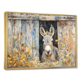 Donkey Floral Portrait At The Barn - Donkey Wall Art Prints