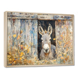 Donkey Floral Portrait At The Barn - Donkey Wall Art Prints
