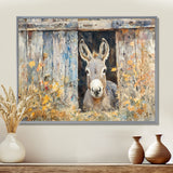 Donkey Floral Portrait At The Barn - Donkey Wall Art Prints