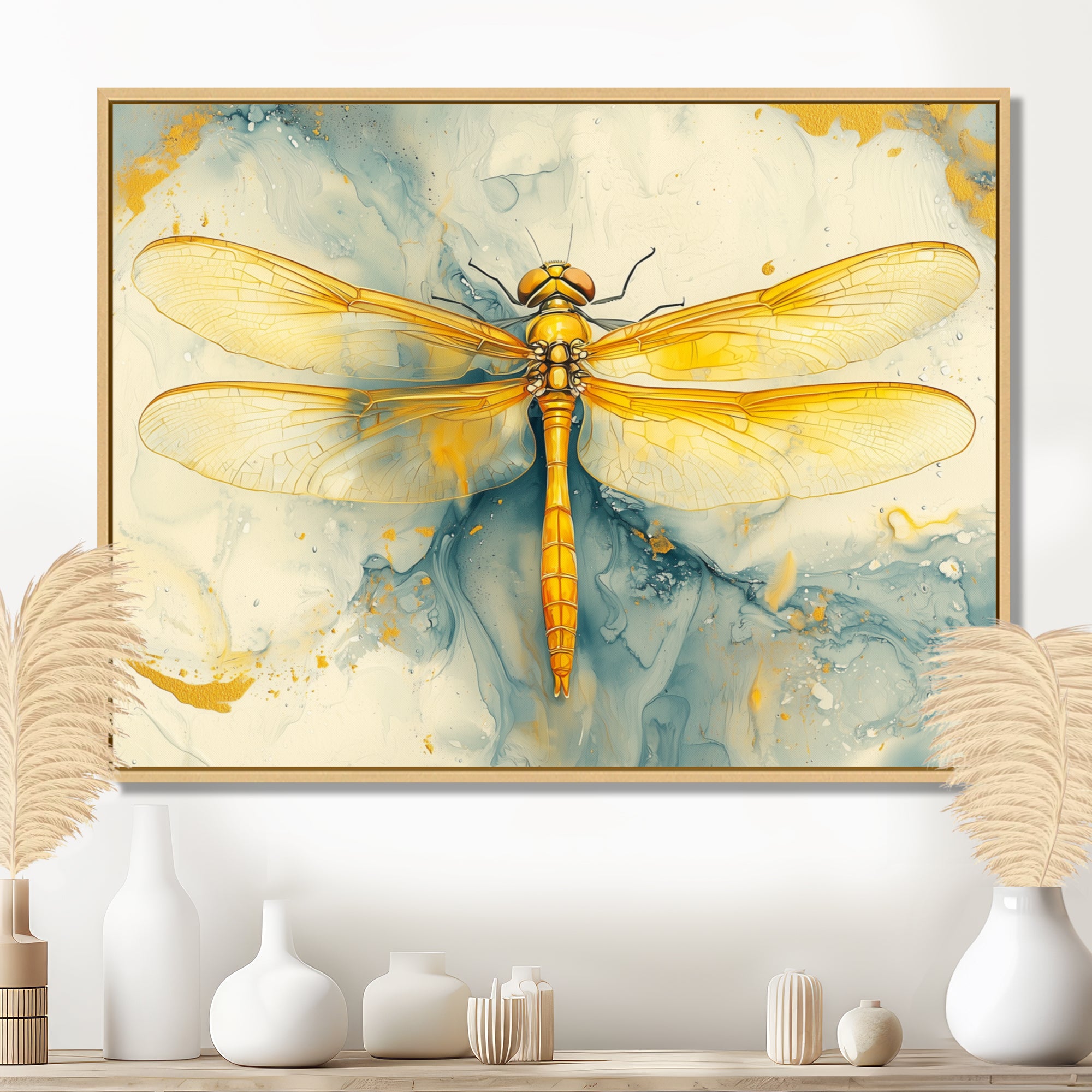 Yellow Dragon Fly Flight Of Elegance - Dragonfly Wall Decor