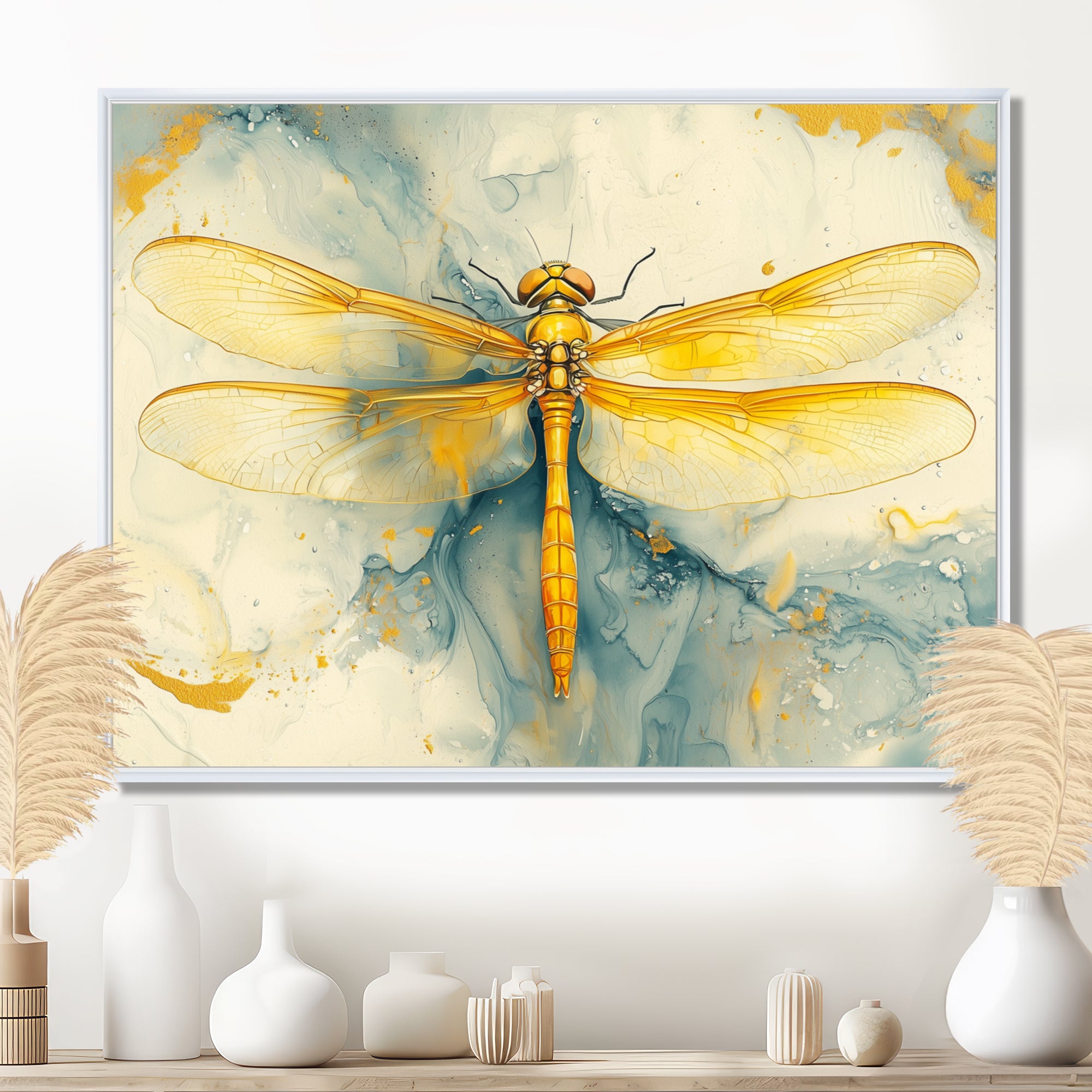 Yellow Dragon Fly Flight Of Elegance - Dragonfly Wall Decor