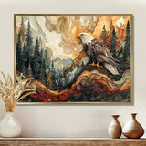 Eagle In A Large Forest Landscape - Eagle Living Room Wall Art