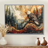 Eagle In A Large Forest Landscape - Eagle Living Room Wall Art