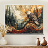 Eagle In A Large Forest Landscape - Eagle Living Room Wall Art