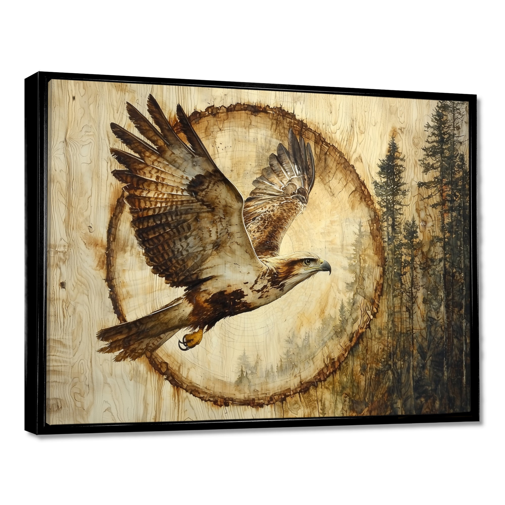 Large Eagle In Forest Flight Of The Hunter - Eagle Bedroom Wall Art
