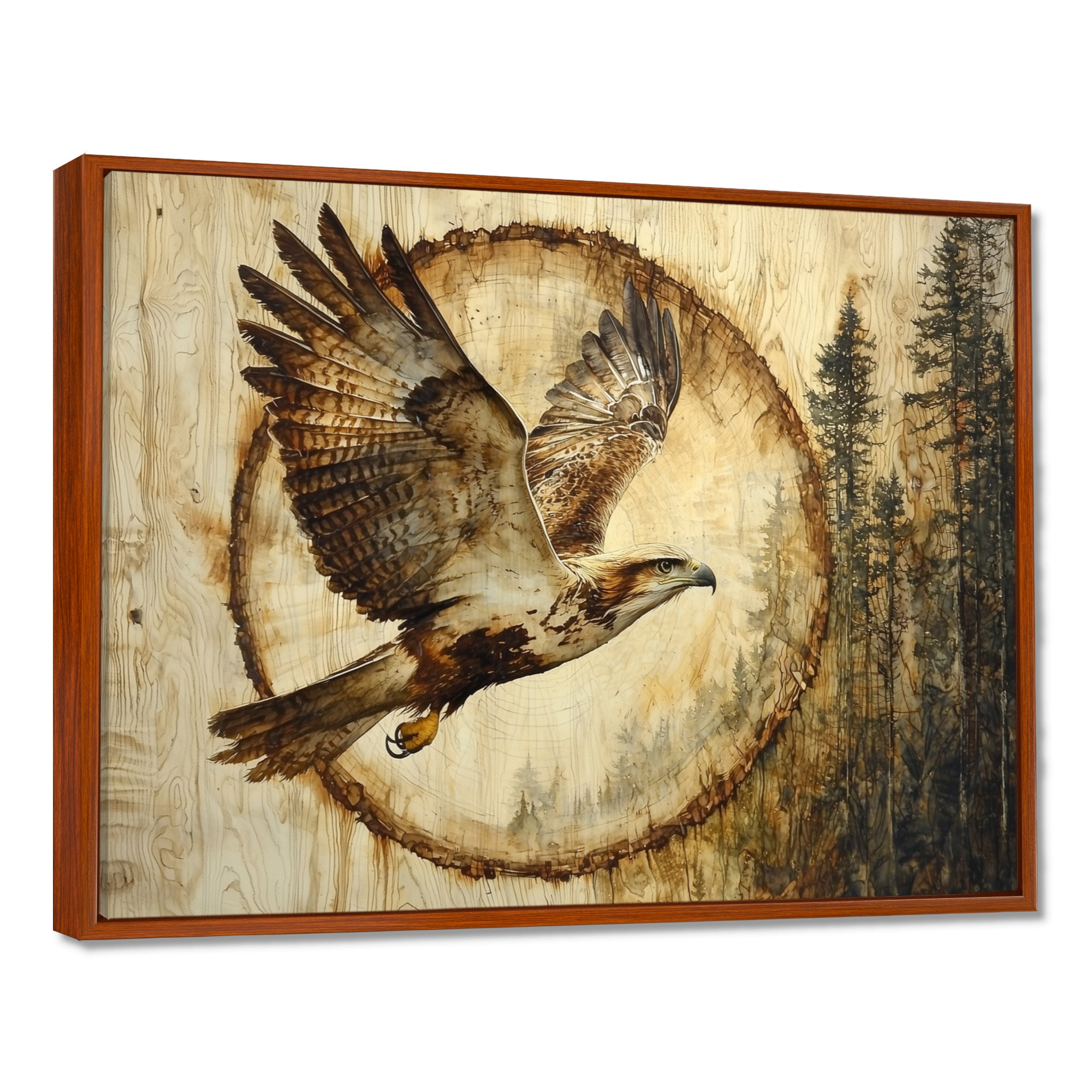 Large Eagle In Forest Flight Of The Hunter - Eagle Bedroom Wall Art