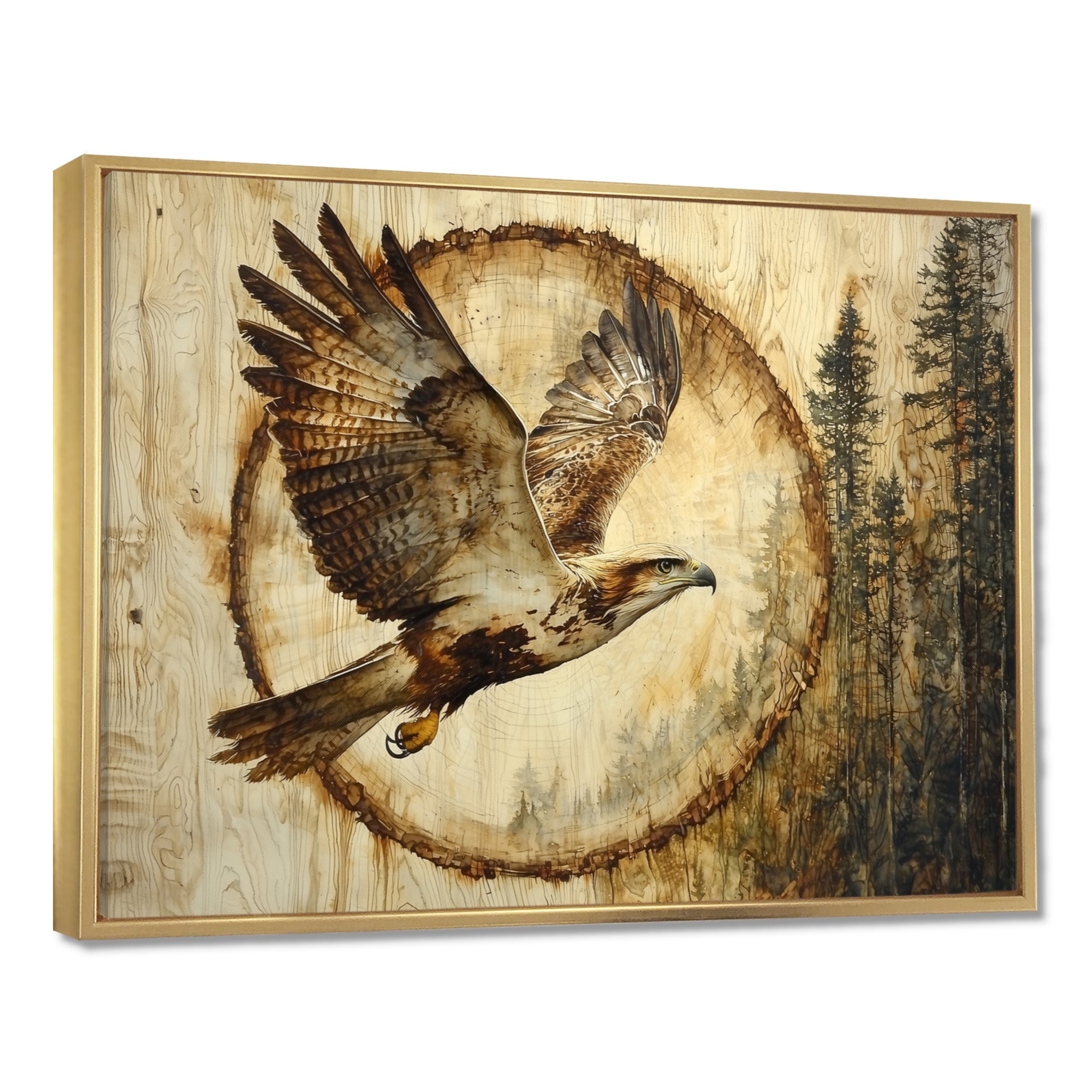 Large Eagle In Forest Flight Of The Hunter - Eagle Bedroom Wall Art