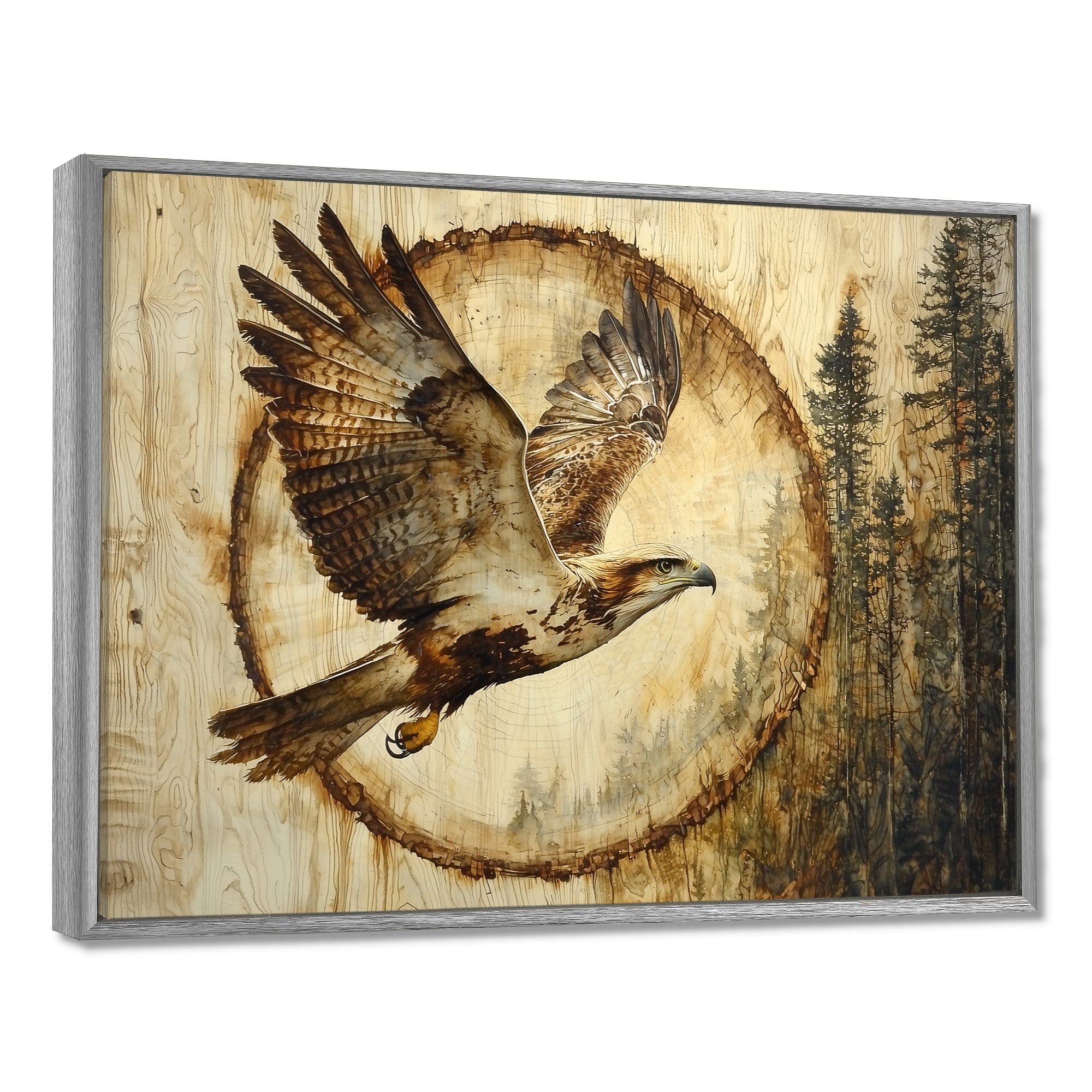Large Eagle In Forest Flight Of The Hunter - Eagle Bedroom Wall Art