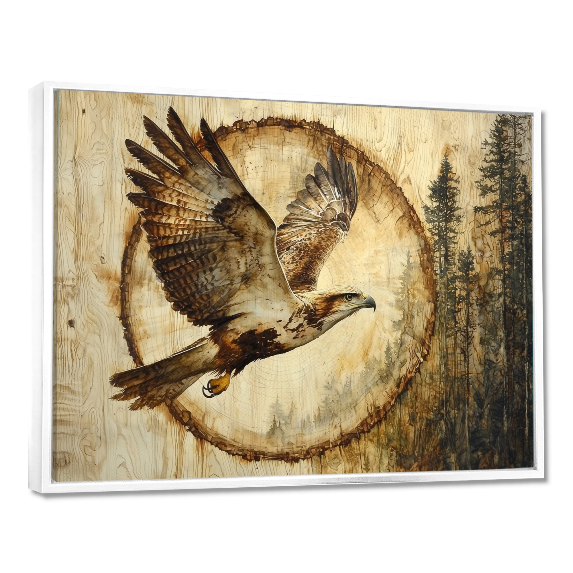 Large Eagle In Forest Flight Of The Hunter - Eagle Bedroom Wall Art