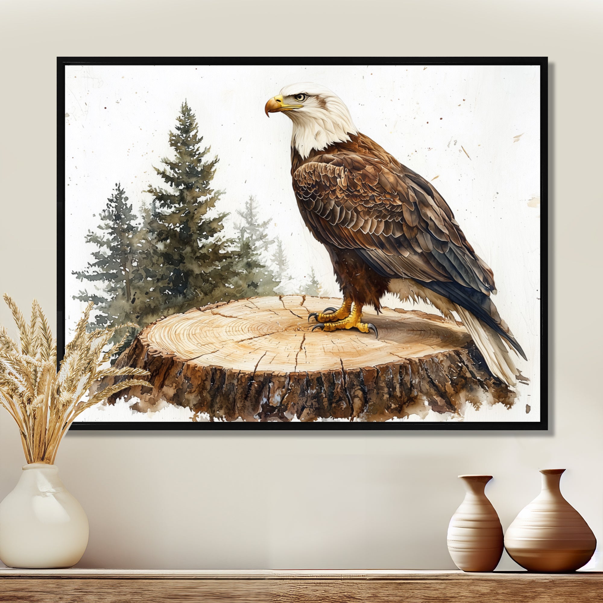 Eagle Silent Vigil In Summer - Eagle Canvas Wall Art