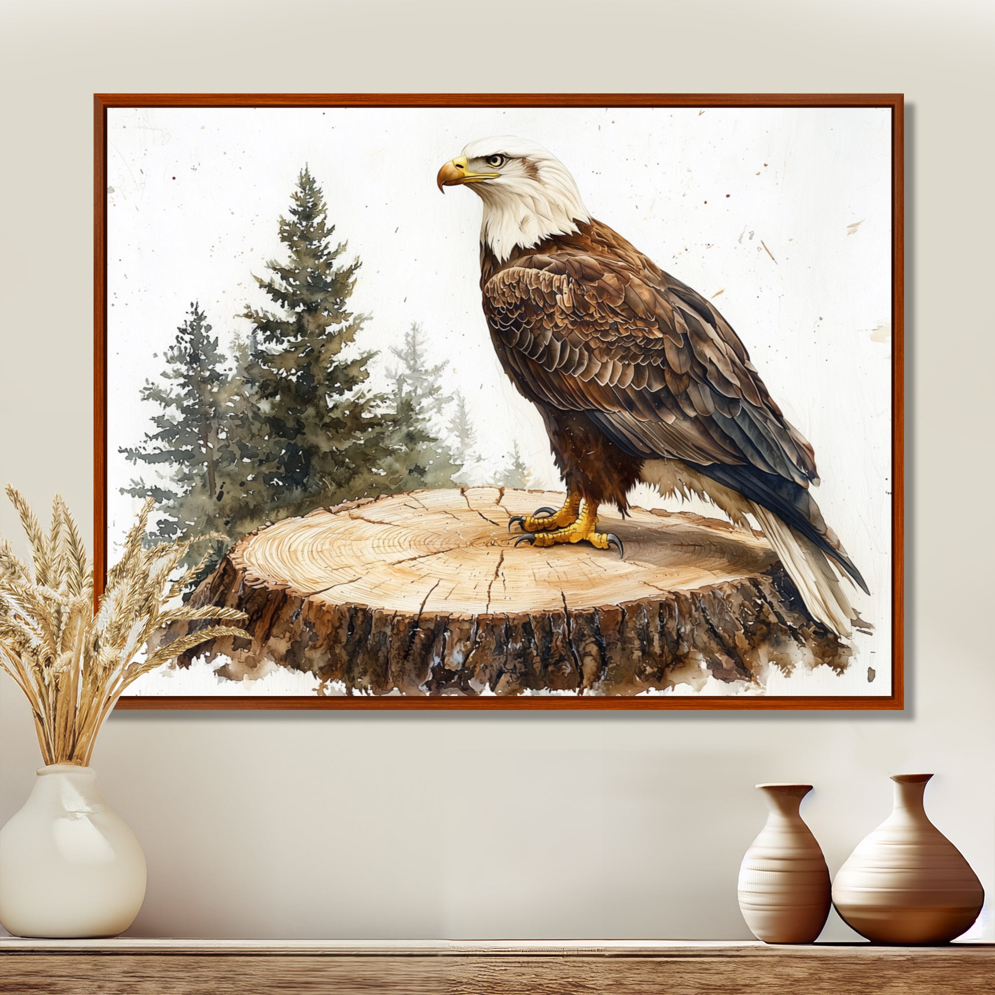 Eagle Silent Vigil In Summer - Eagle Canvas Wall Art