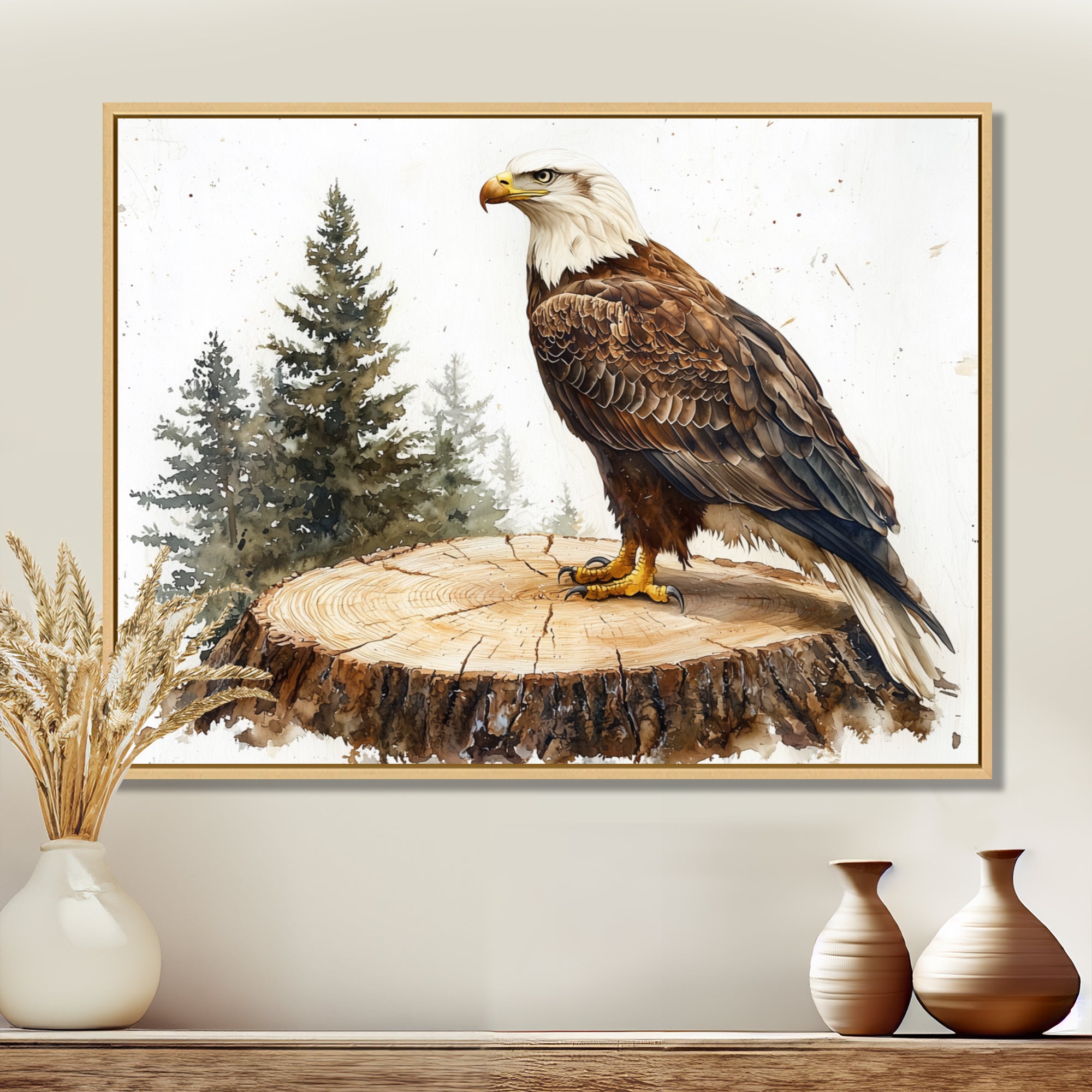 Eagle Silent Vigil In Summer - Eagle Canvas Wall Art