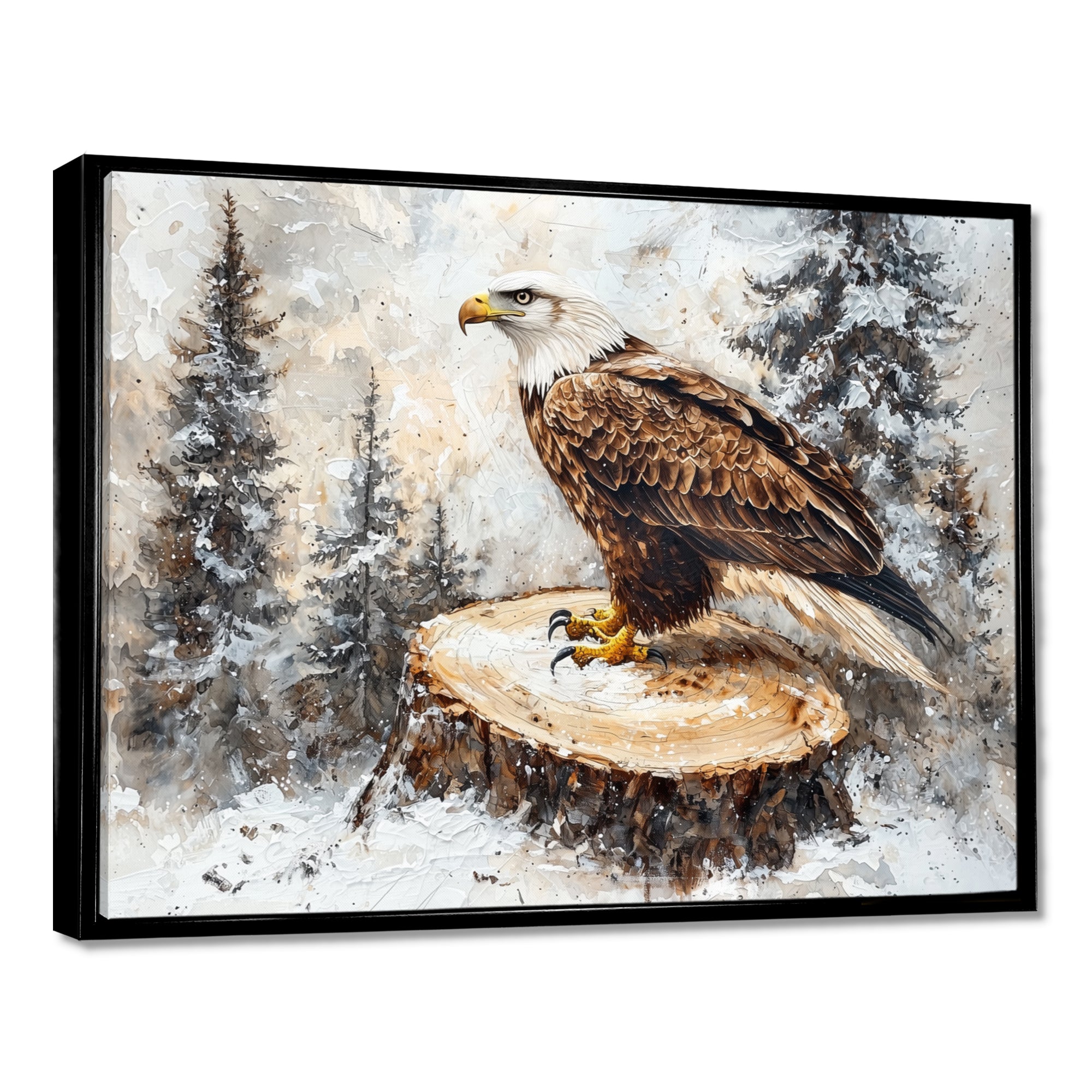 Eagle Silent Vigil In Winter - Brown Eagle Wall Art