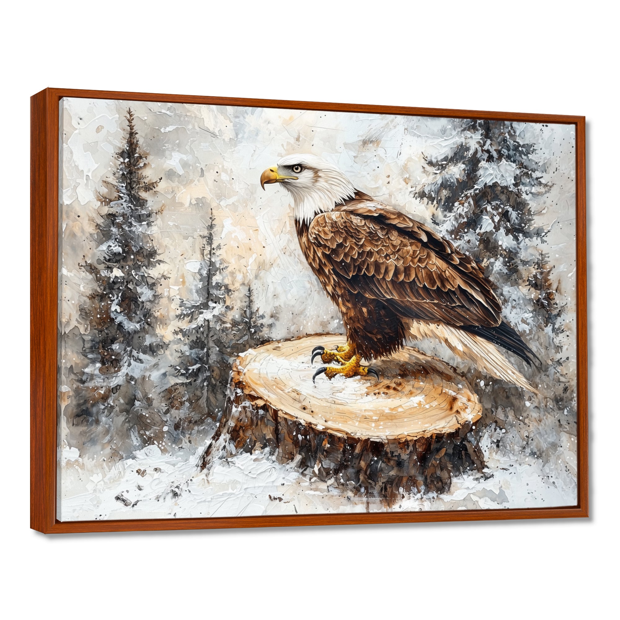 Eagle Silent Vigil In Winter - Brown Eagle Wall Art