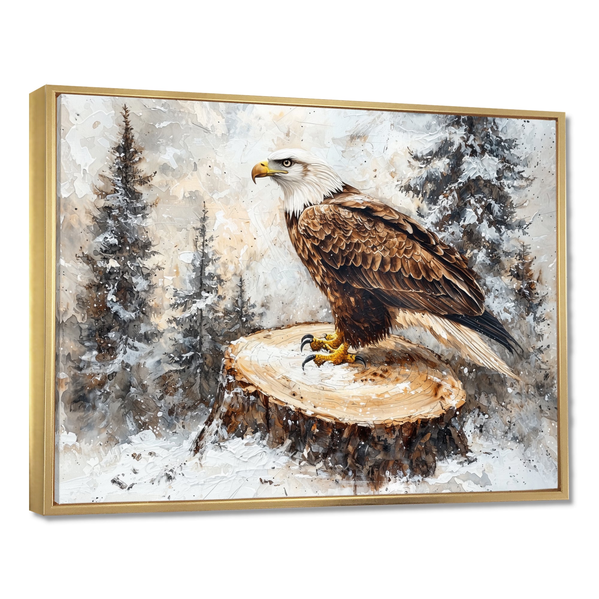 Eagle Silent Vigil In Winter - Brown Eagle Wall Art