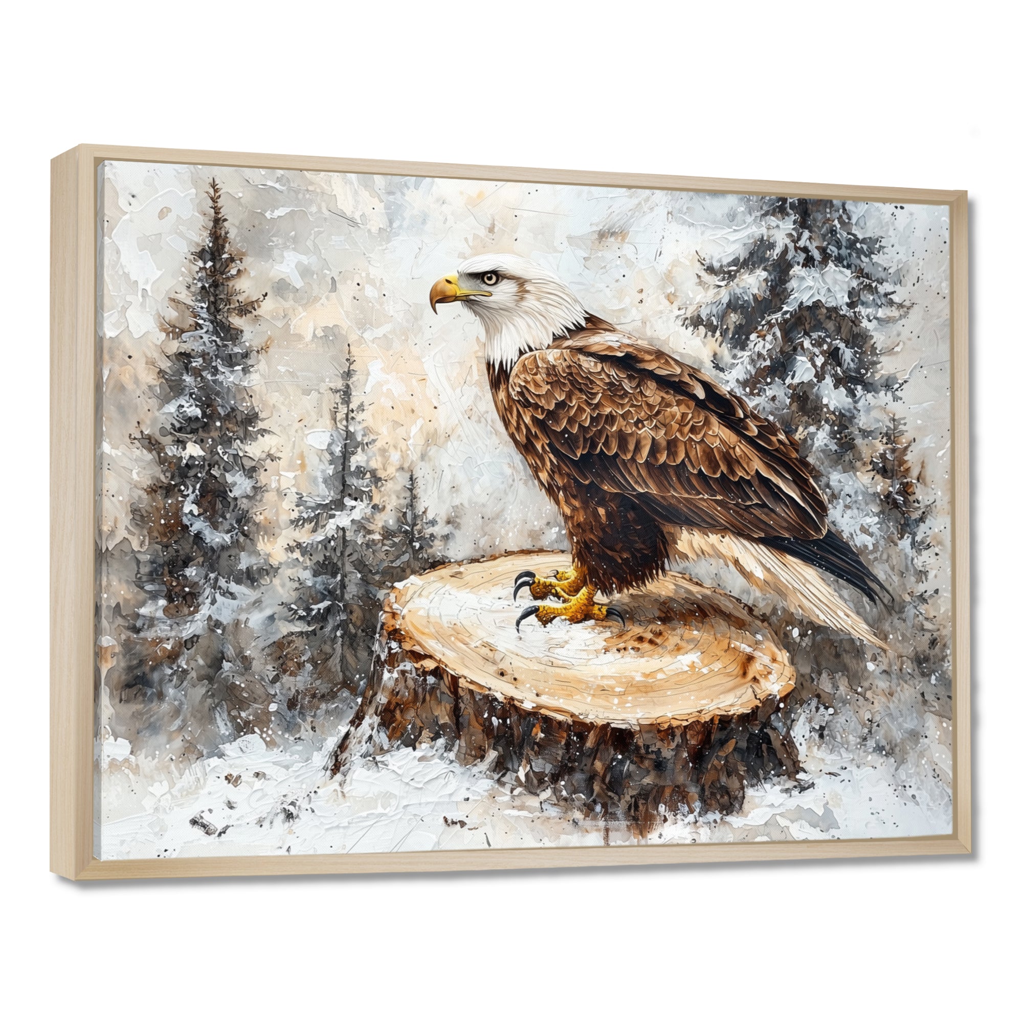 Eagle Silent Vigil In Winter - Brown Eagle Wall Art