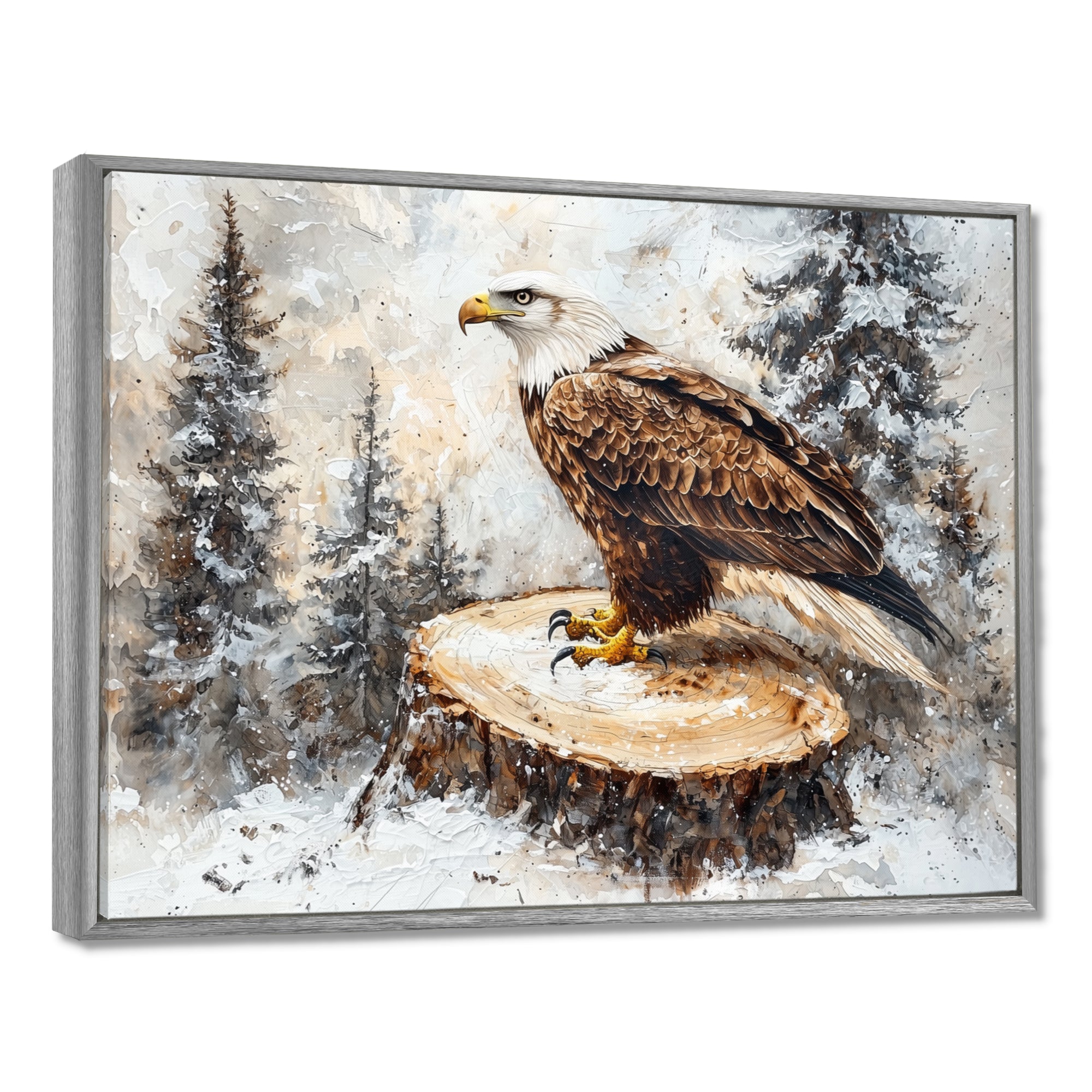 Eagle Silent Vigil In Winter - Brown Eagle Wall Art