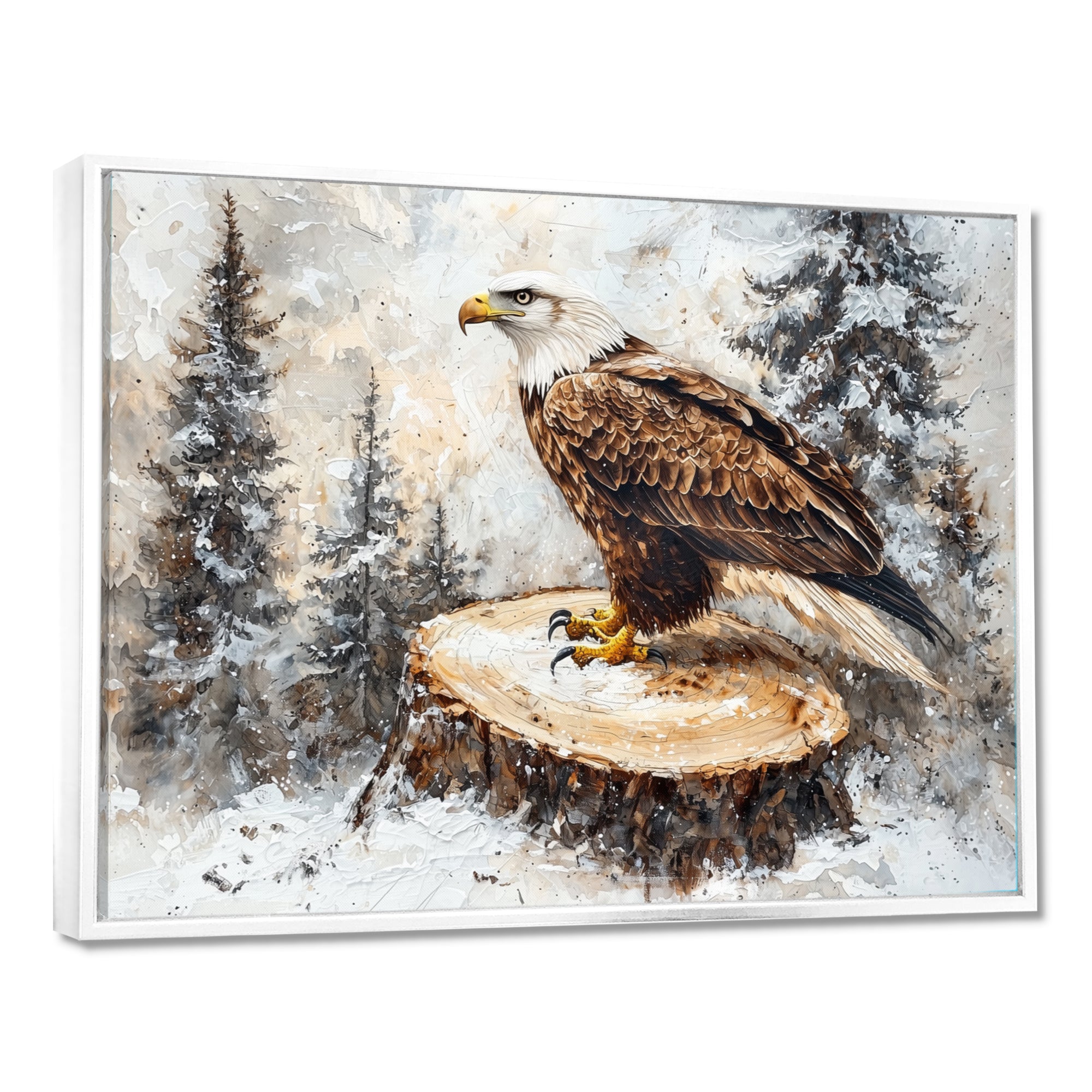 Eagle Silent Vigil In Winter - Brown Eagle Wall Art
