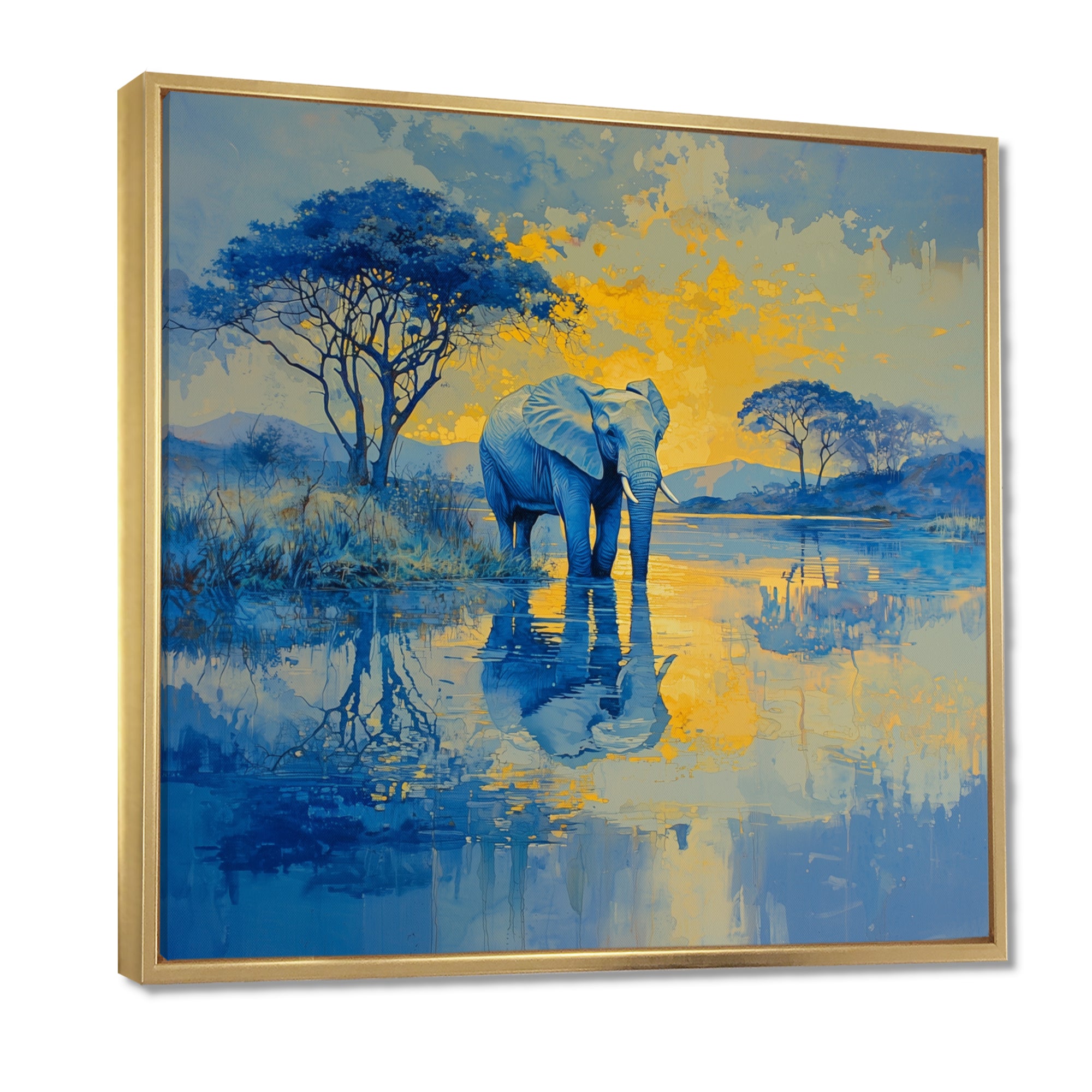 Elephant At The Waters Edge - Elephant Living Room Wall Art