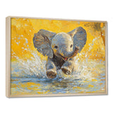 Elephant Calf Playing In The River - Elephant Bedroom Wall Art
