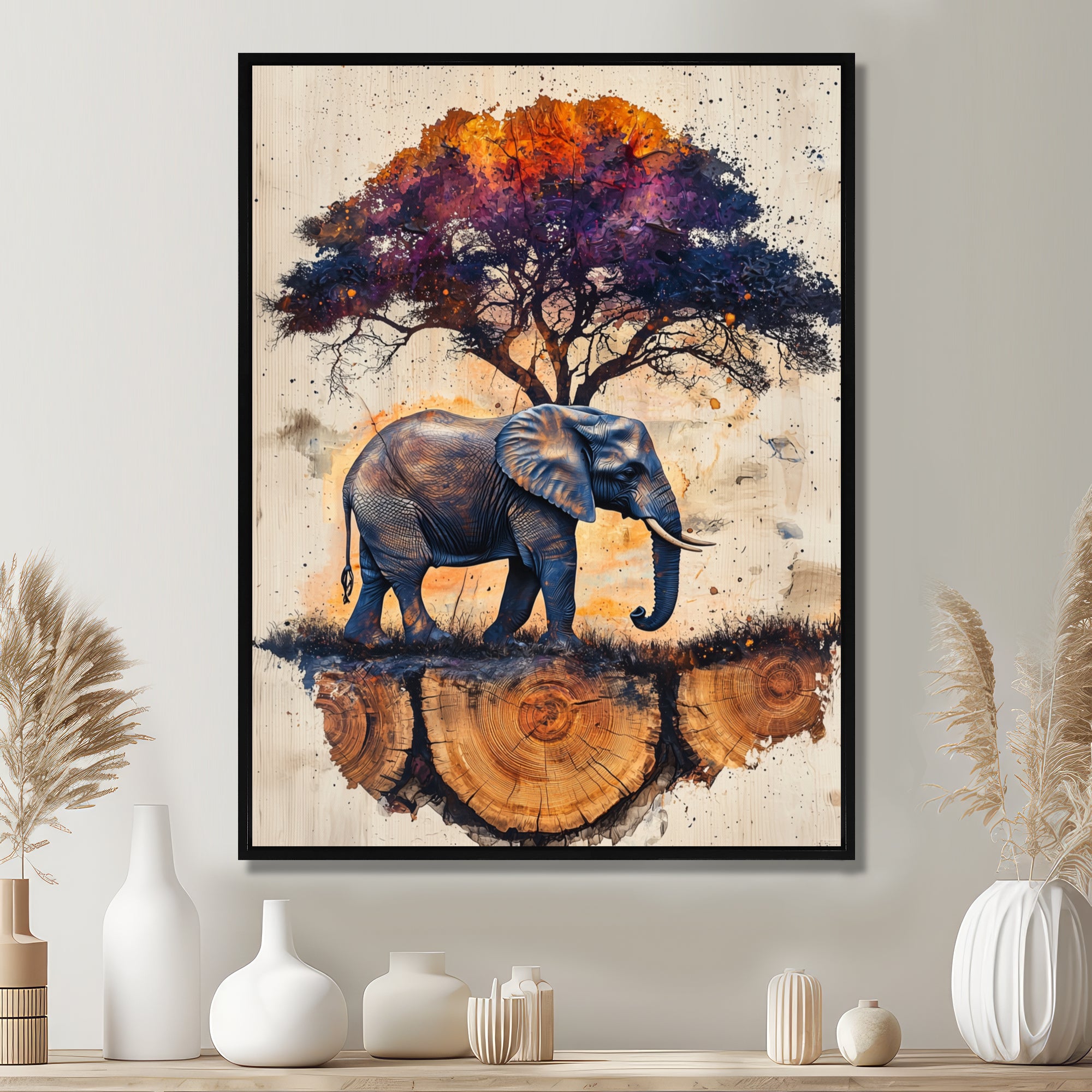 Elephant Under The Baobab Tree - Elephant Wall Art Prints