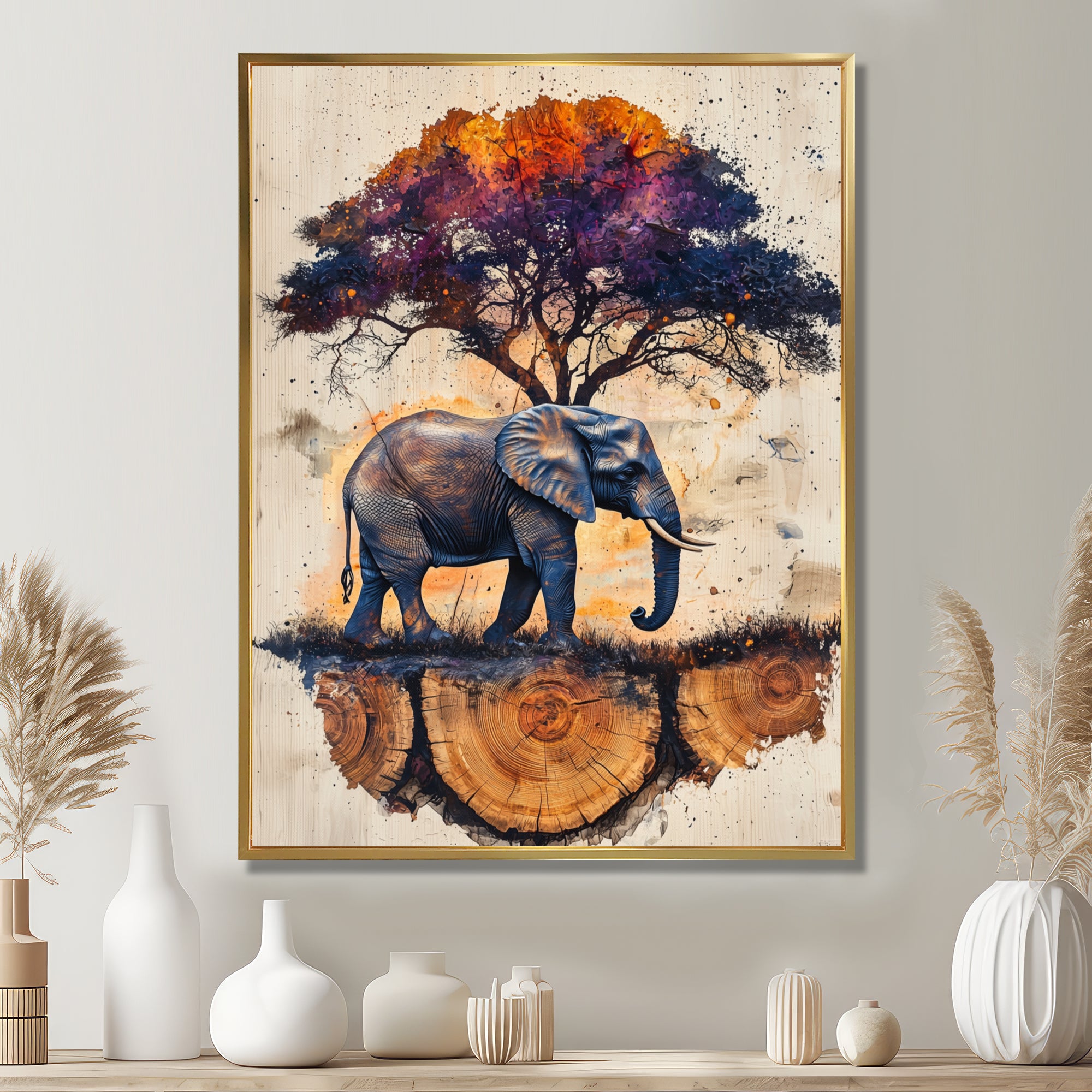 Elephant Under The Baobab Tree - Elephant Wall Art Prints
