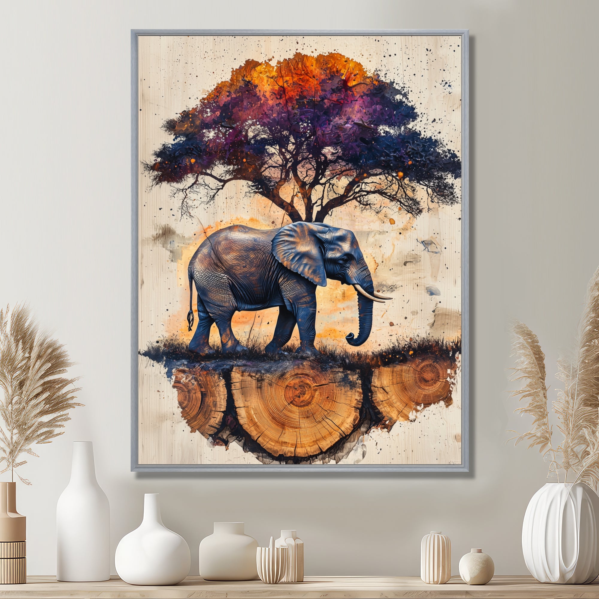 Elephant Under The Baobab Tree - Elephant Wall Art Prints