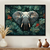 Elephant Portrait In The Jungle - Elephant Large Canvas Wall Art