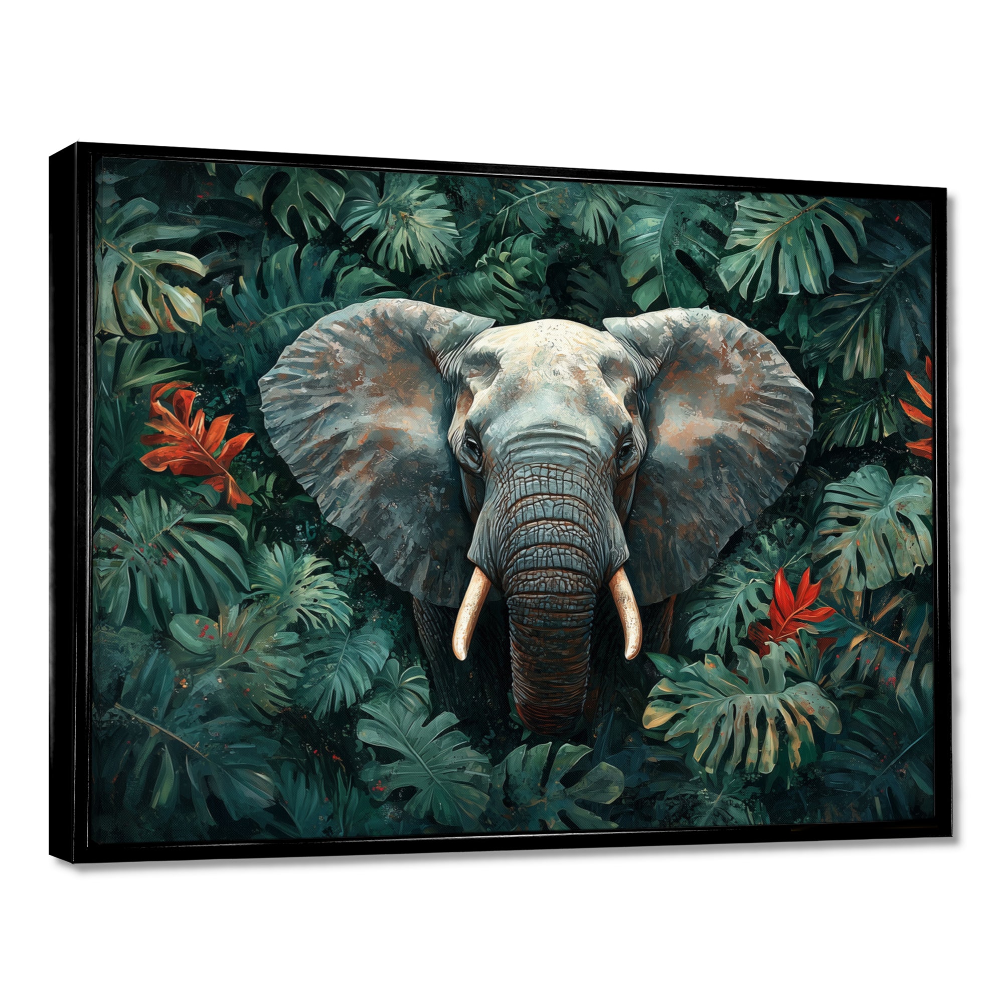 Elephant Portrait In The Jungle - Elephant Large Canvas Wall Art