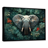 Elephant Portrait In The Jungle - Elephant Large Canvas Wall Art