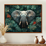 Elephant Portrait In The Jungle - Elephant Large Canvas Wall Art