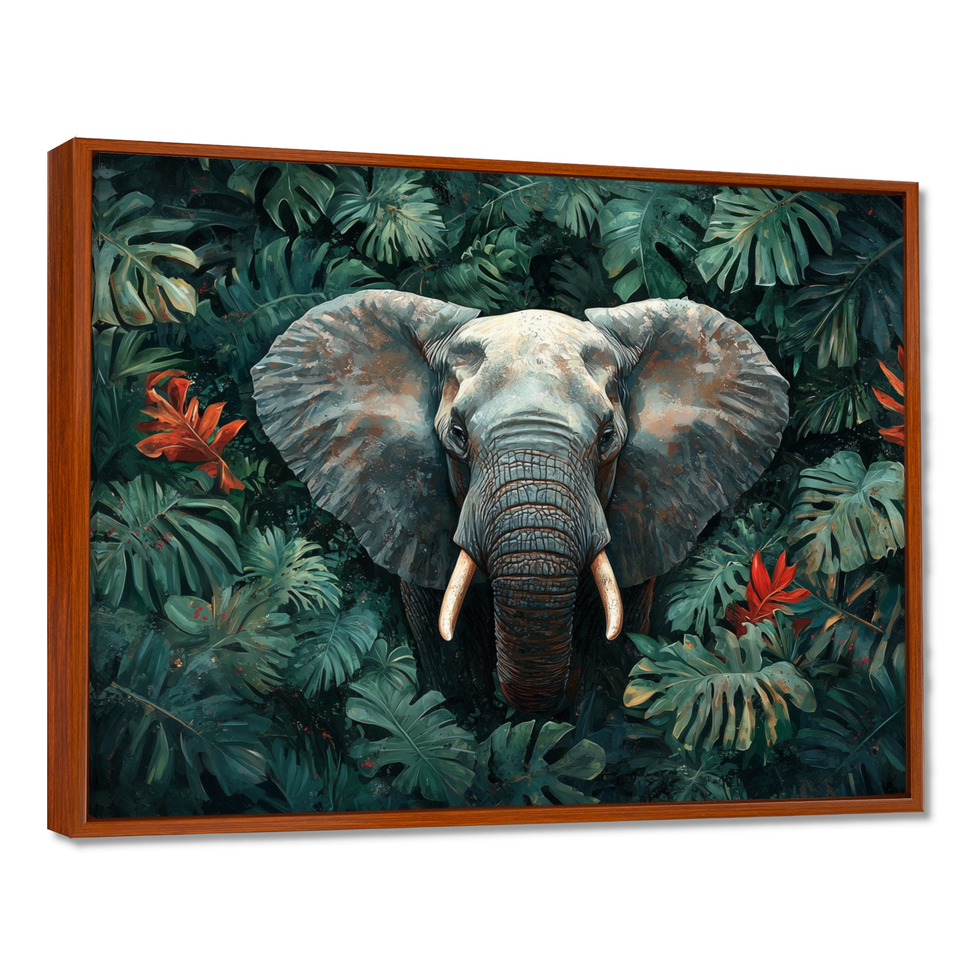 Elephant Portrait In The Jungle - Elephant Large Canvas Wall Art