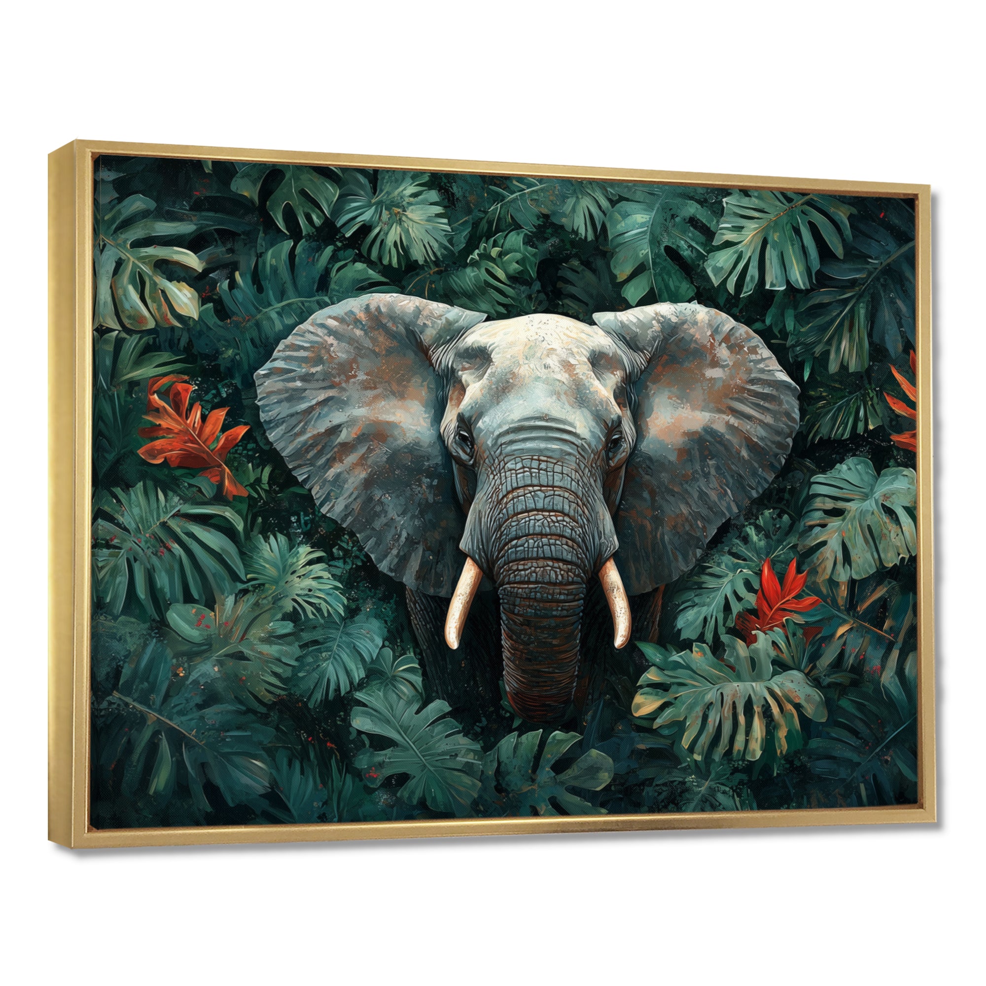 Elephant Portrait In The Jungle - Elephant Large Canvas Wall Art