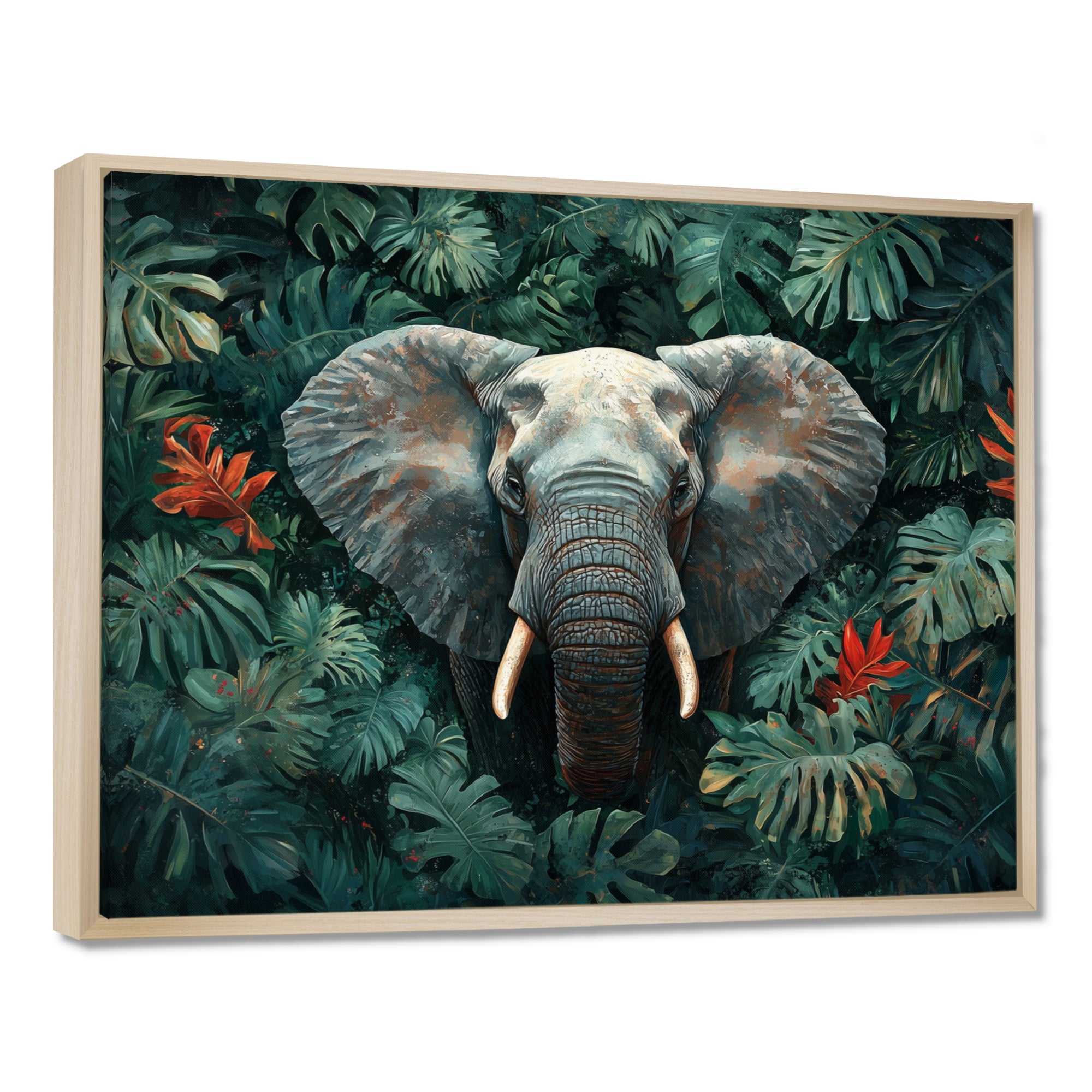 Elephant Portrait In The Jungle - Elephant Large Canvas Wall Art