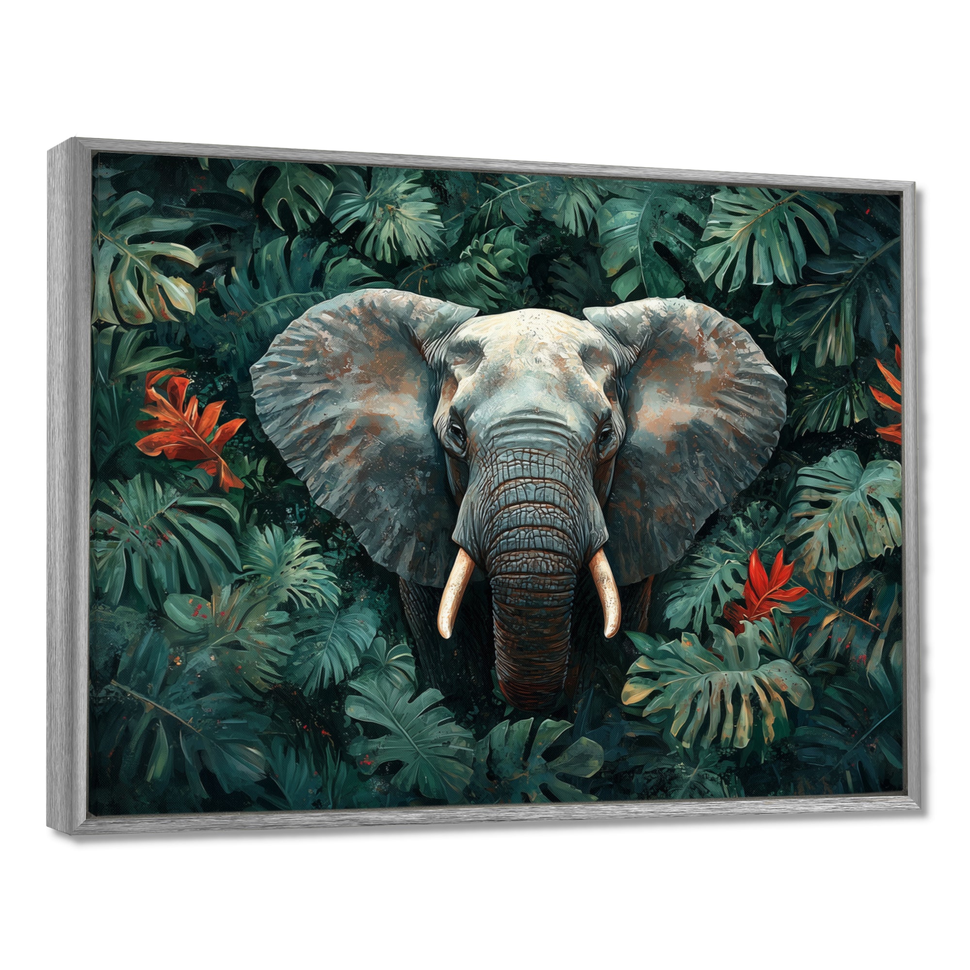 Elephant Portrait In The Jungle - Elephant Large Canvas Wall Art