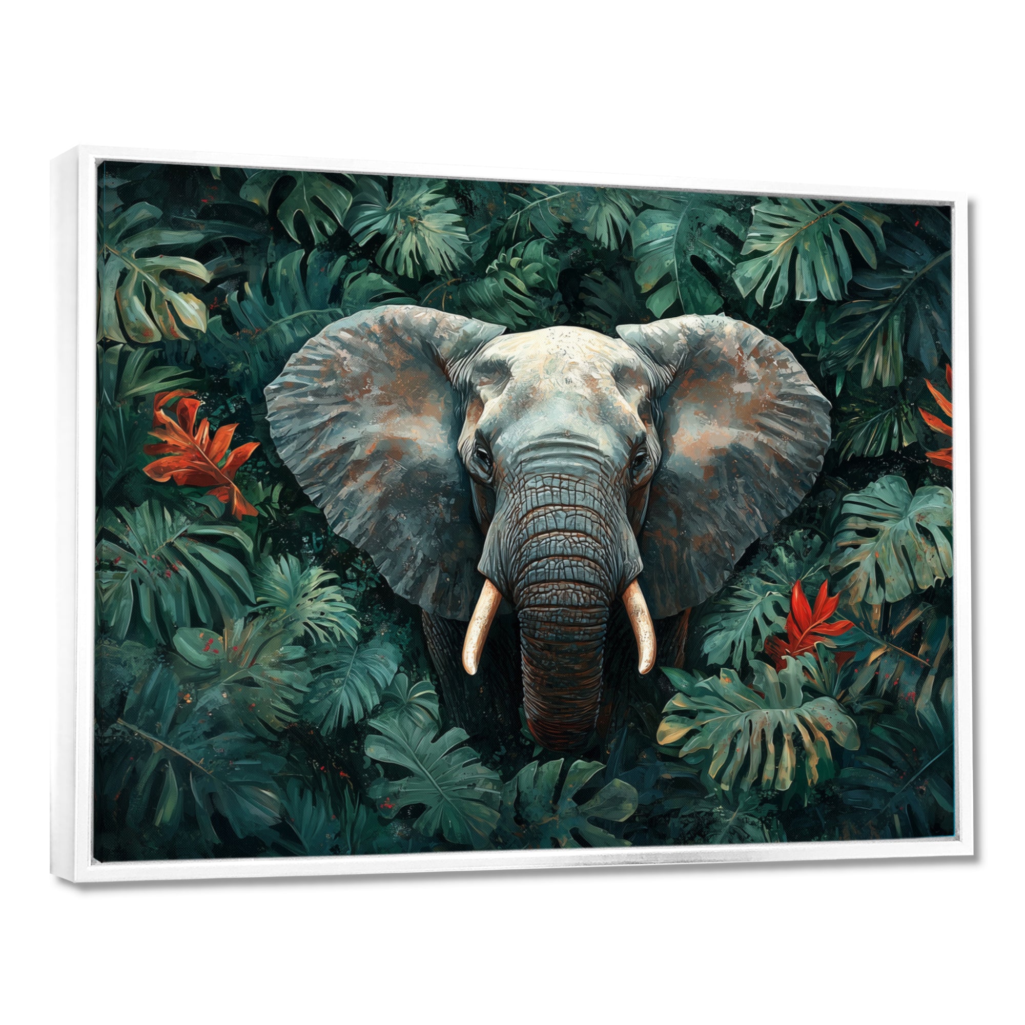 Elephant Portrait In The Jungle - Elephant Large Canvas Wall Art