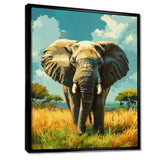 Elephant In The Lush Savannah - Elephant Living Room Wall Art