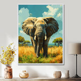 Elephant In The Lush Savannah - Elephant Living Room Wall Art